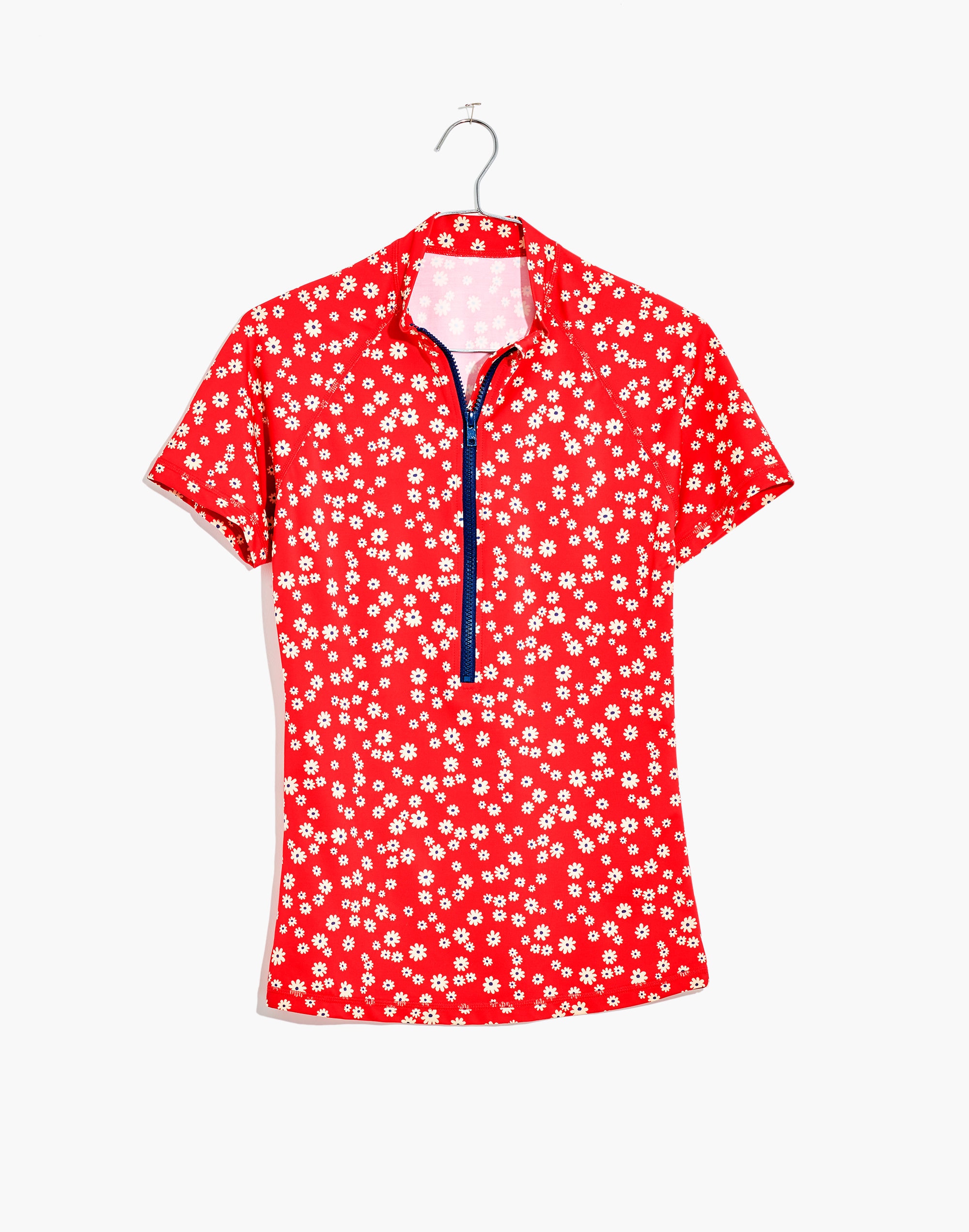 Madewell Second Wave Short-Sleeve Rash Guard in Daisy Field