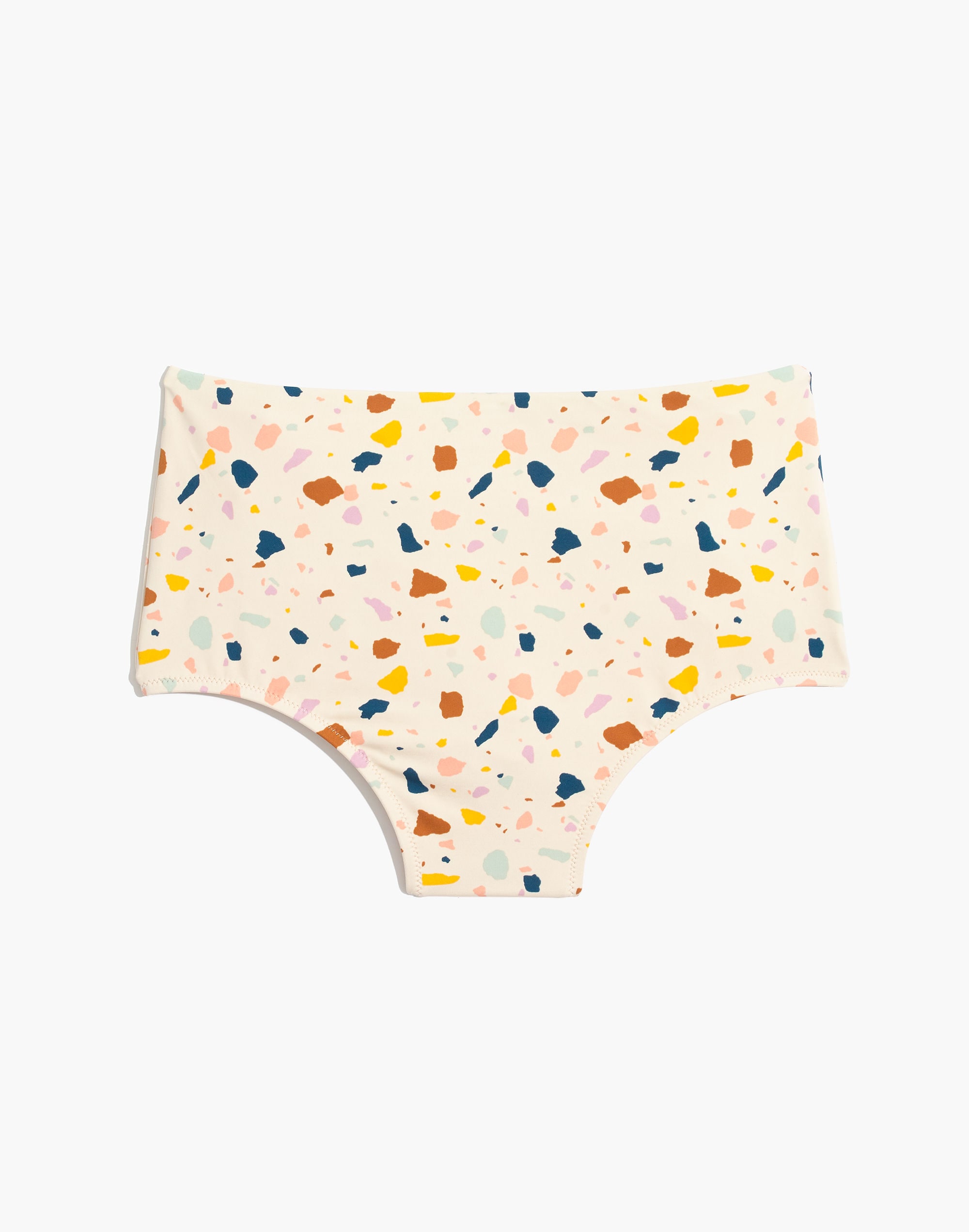 Madewell Second Wave Retro High-Waisted Bikini Bottom in Terrazzo
