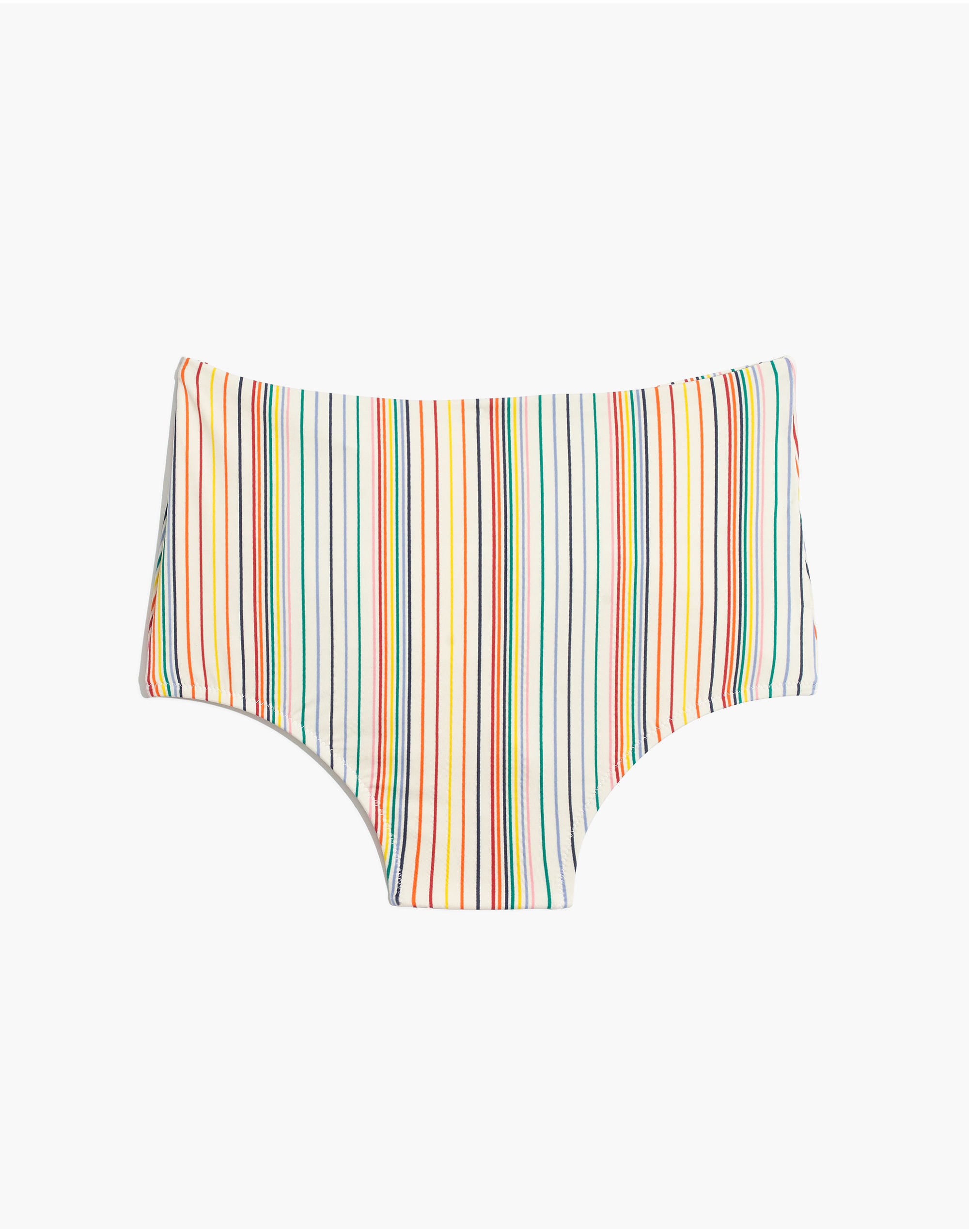 Madewell Second Wave Retro High-Waisted Bikini Bottom in Rainbow Stripe