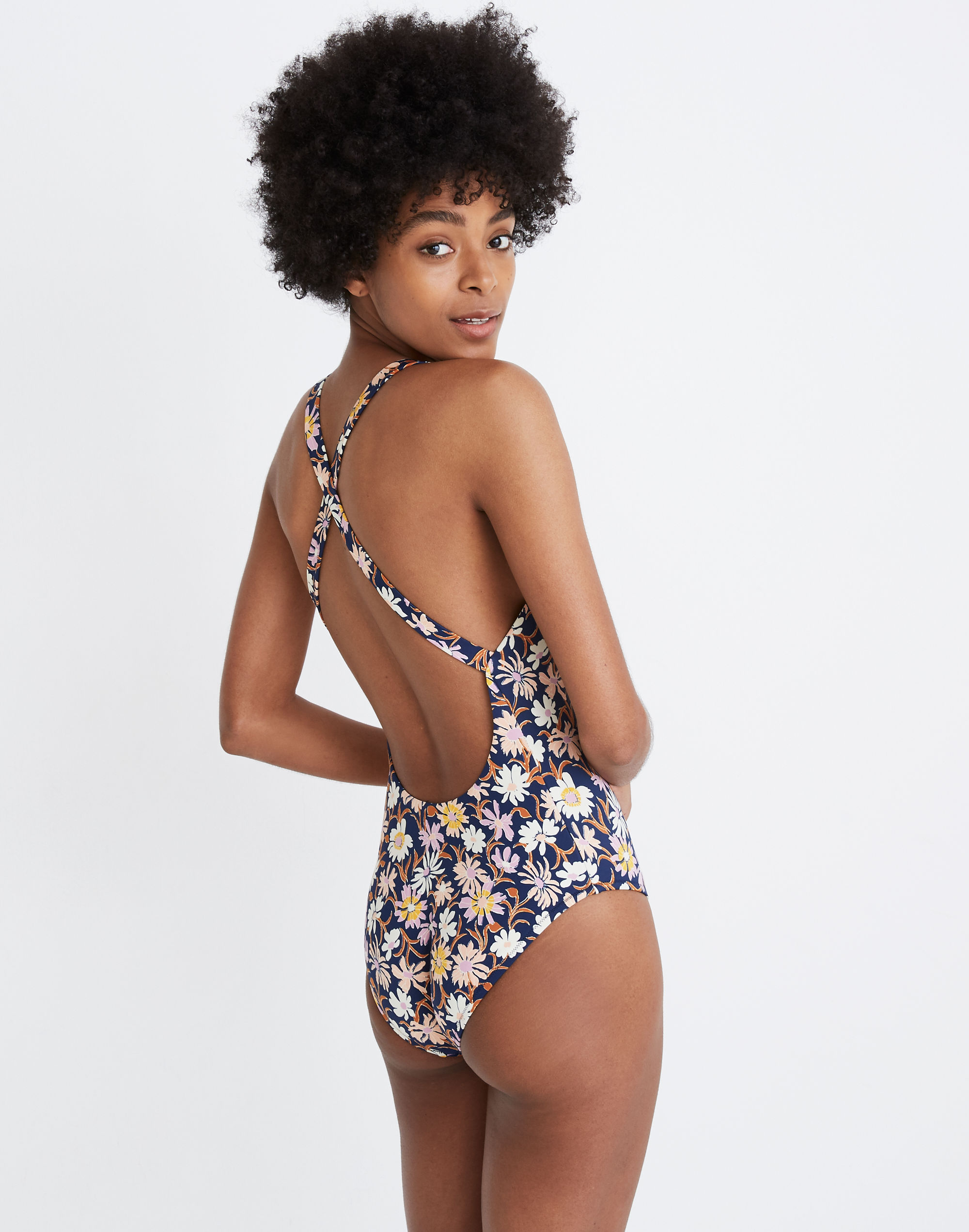 Madewell Second Wave Crisscross One-Piece Swimsuit in Wildflower Garden