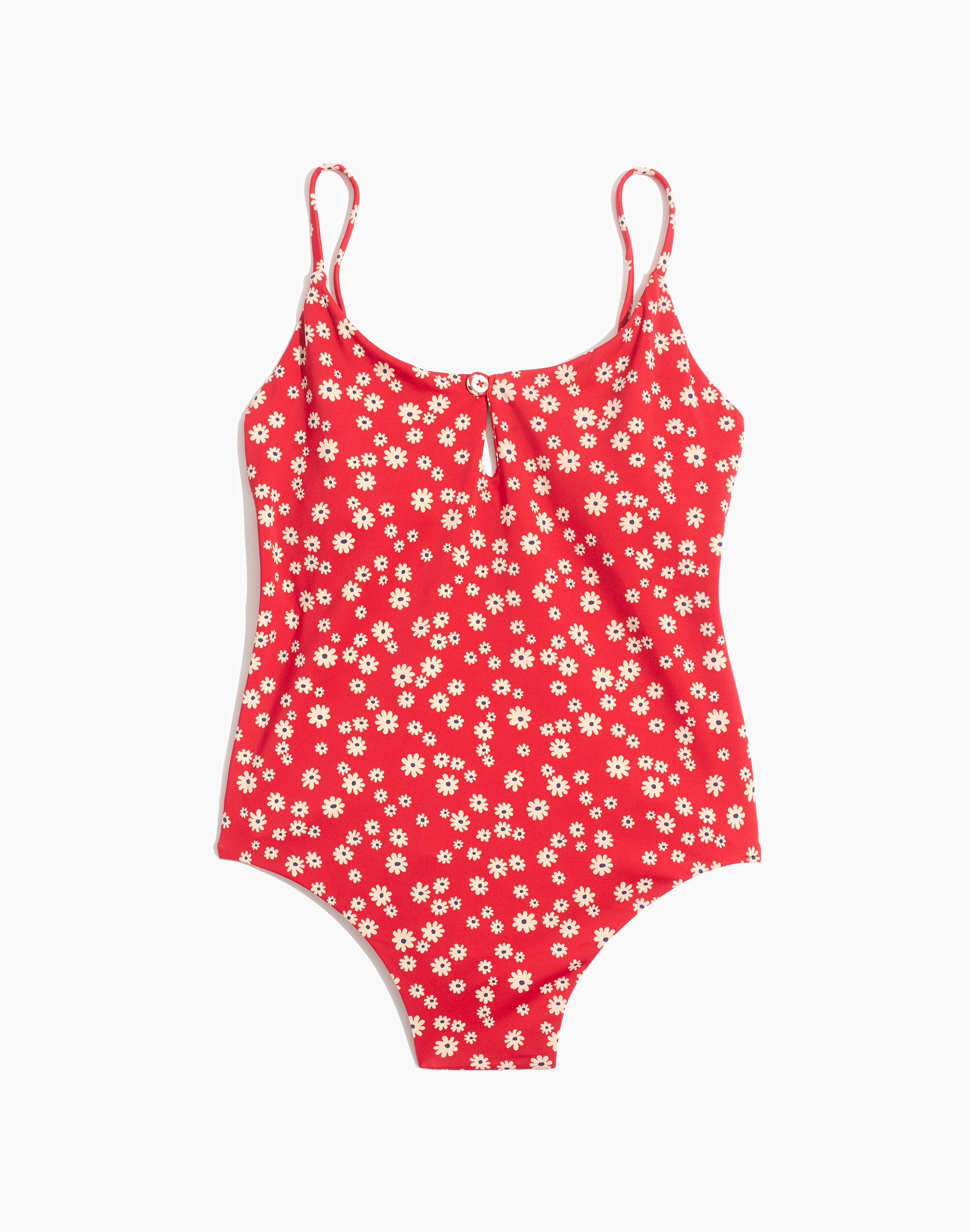 Madewell Second Wave Button-Front One-Piece Swimsuit in Daisy Field