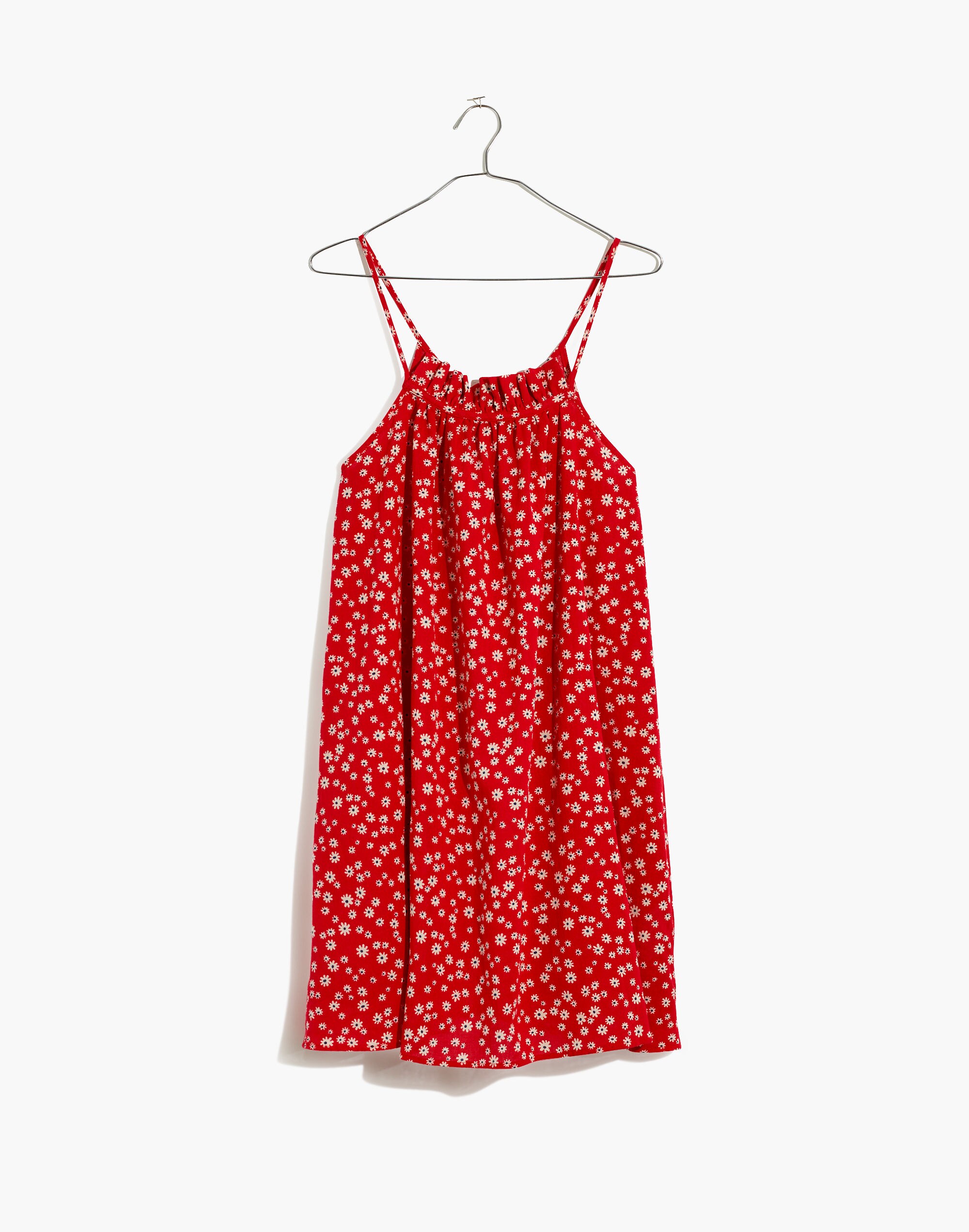 Ruffle-Neck Cover-Up Mini Dress in Daisy Field