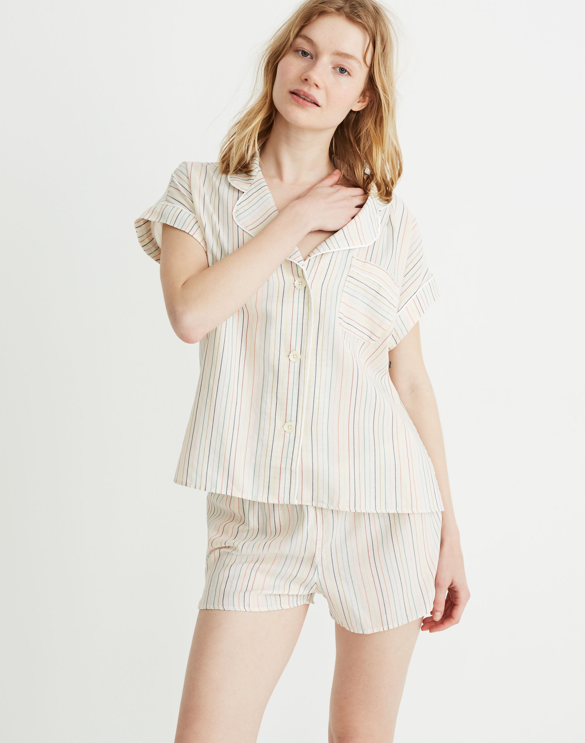 Bedtime Pajama Top in Rainbow Stripe