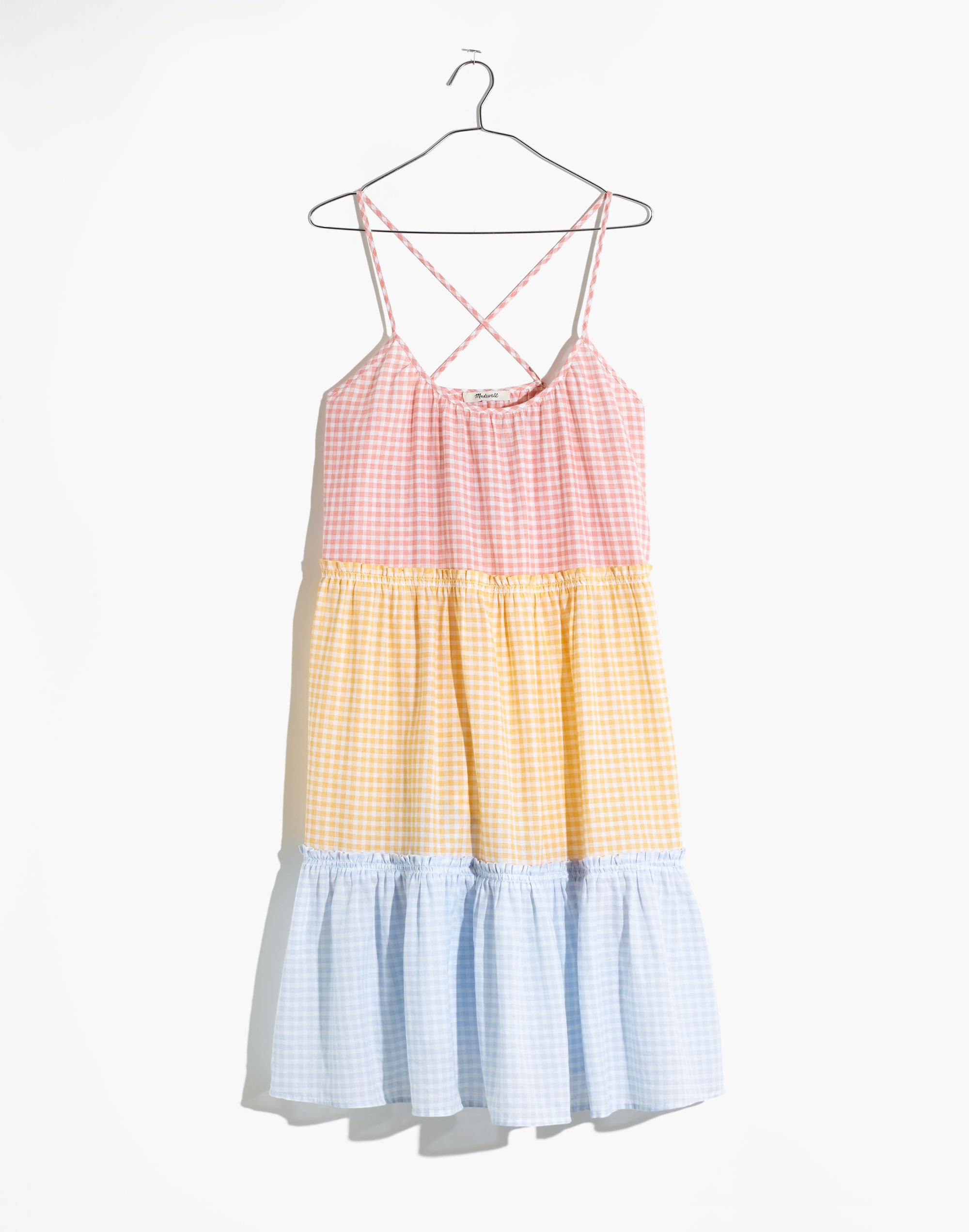 Tiered Cover-Up Dress in Colorblock Gingham