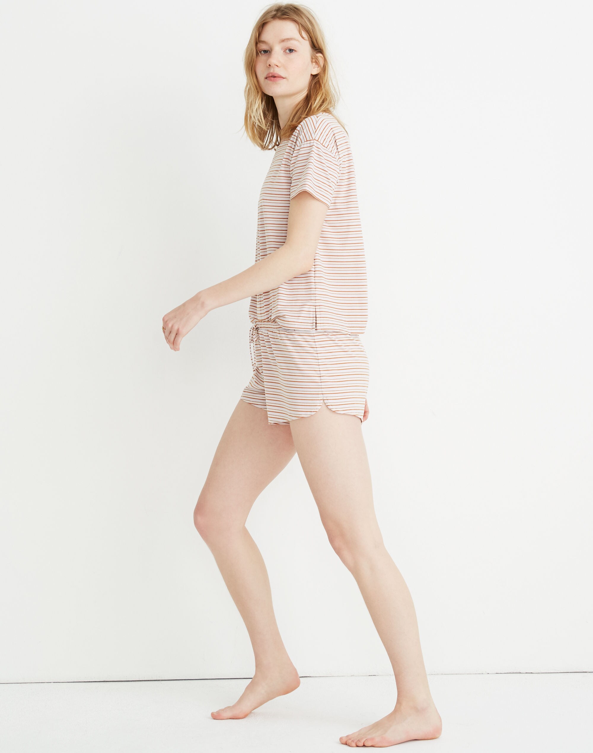 Striped Knit Pajama Shorts