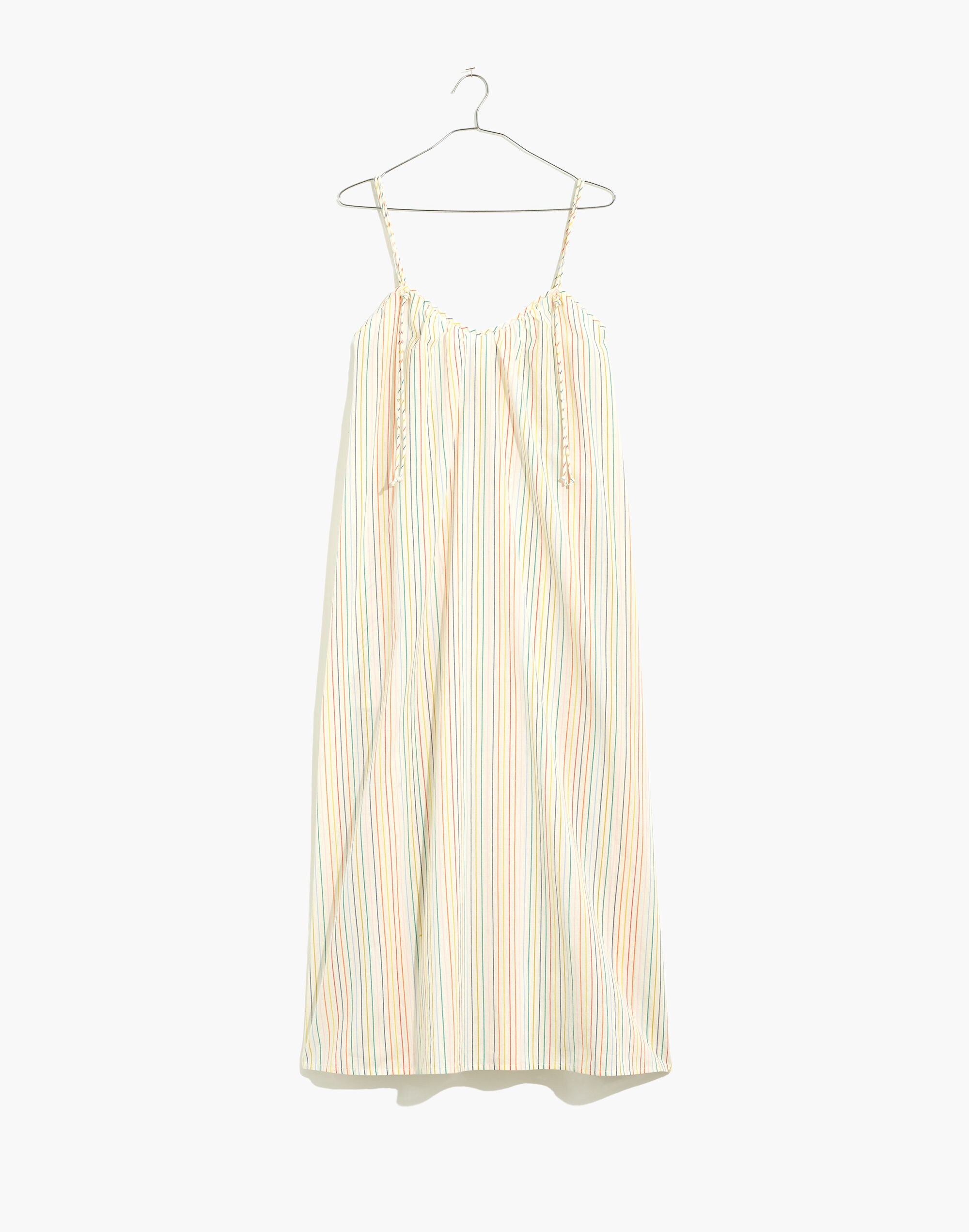 Tie-Strap Cover-Up Maxi Dress in Rainbow Stripe