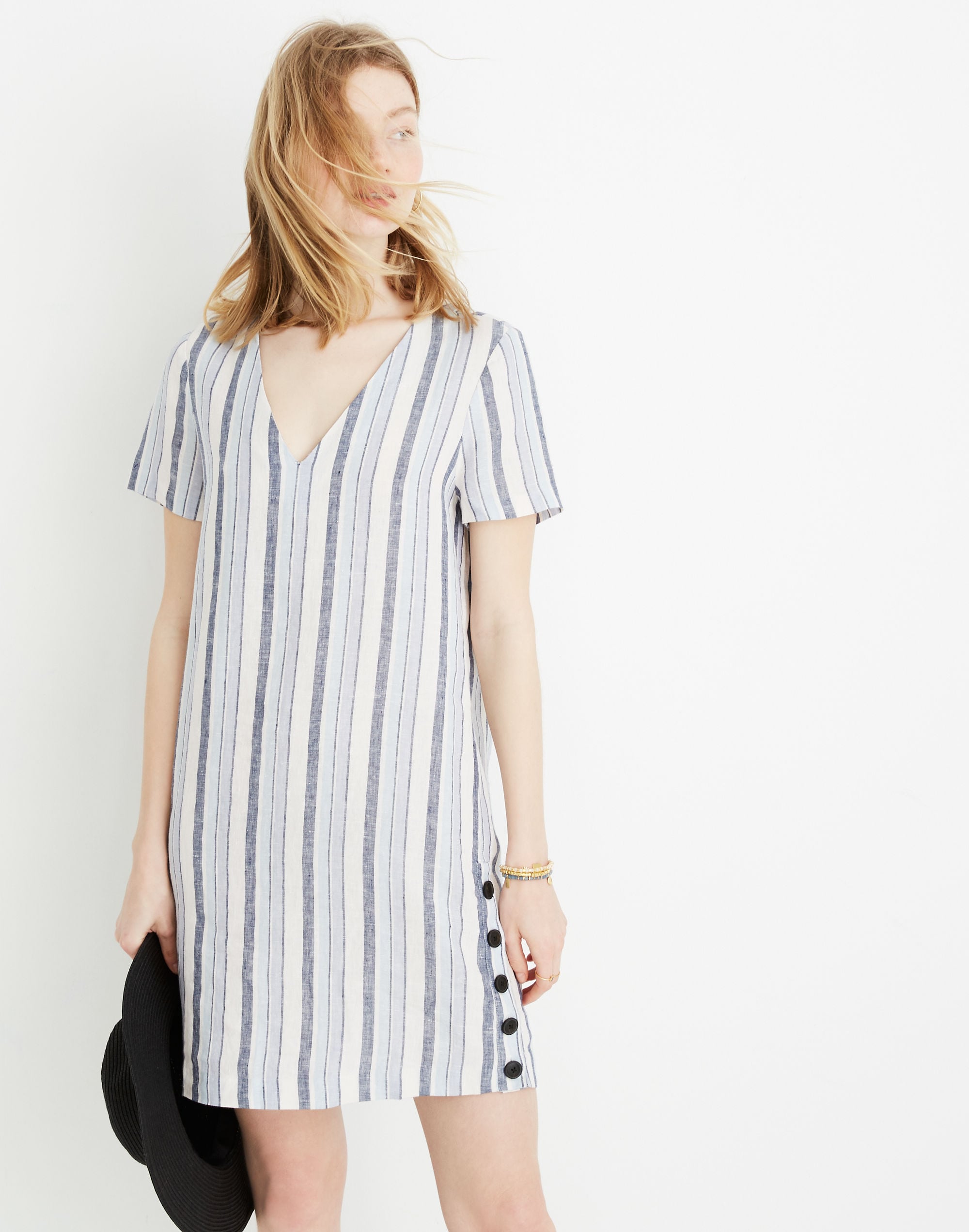 Linen Side-Button Easy Dress