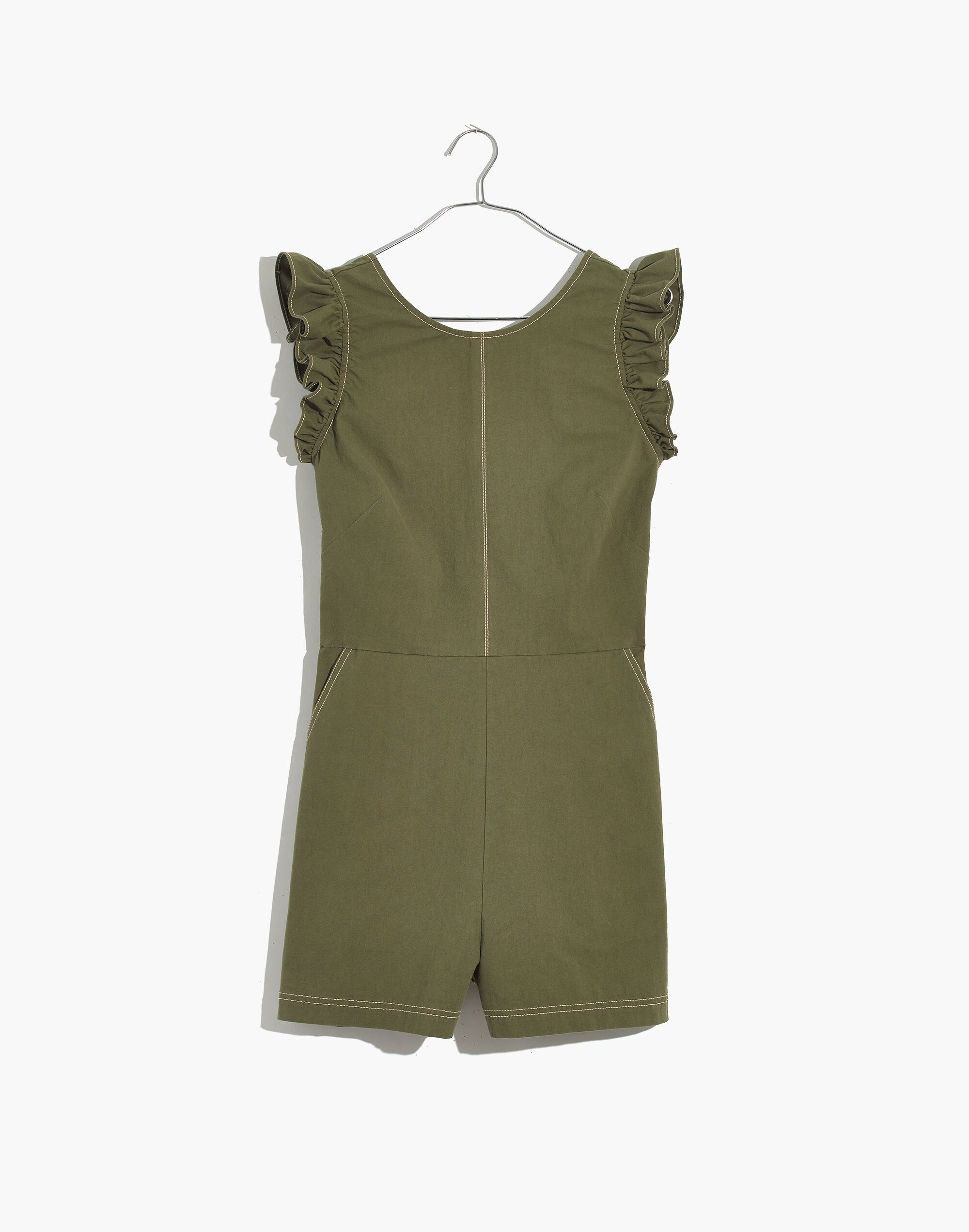 Top-Stitched Ruffle Romper