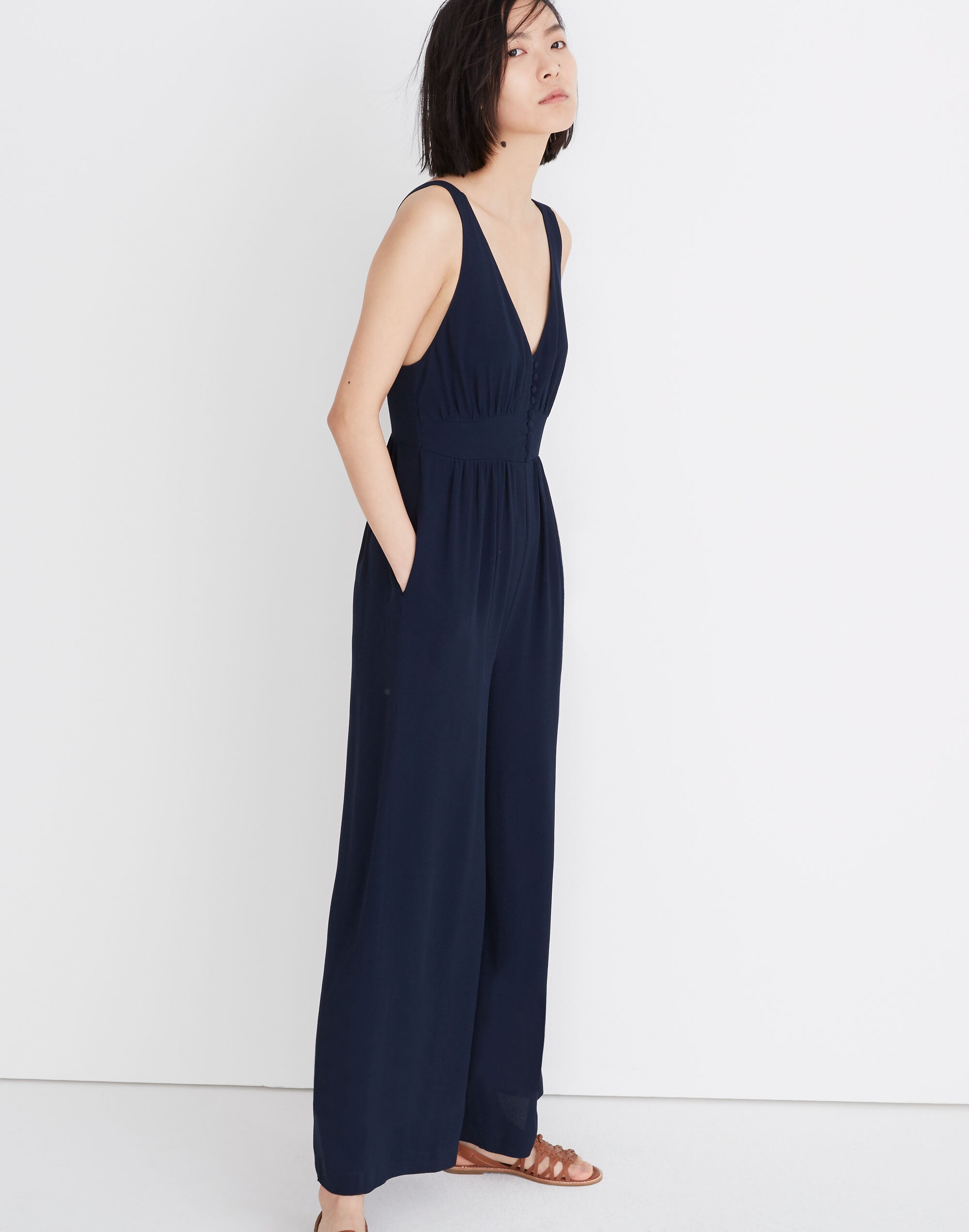 V-Back Wide-Leg Jumpsuit