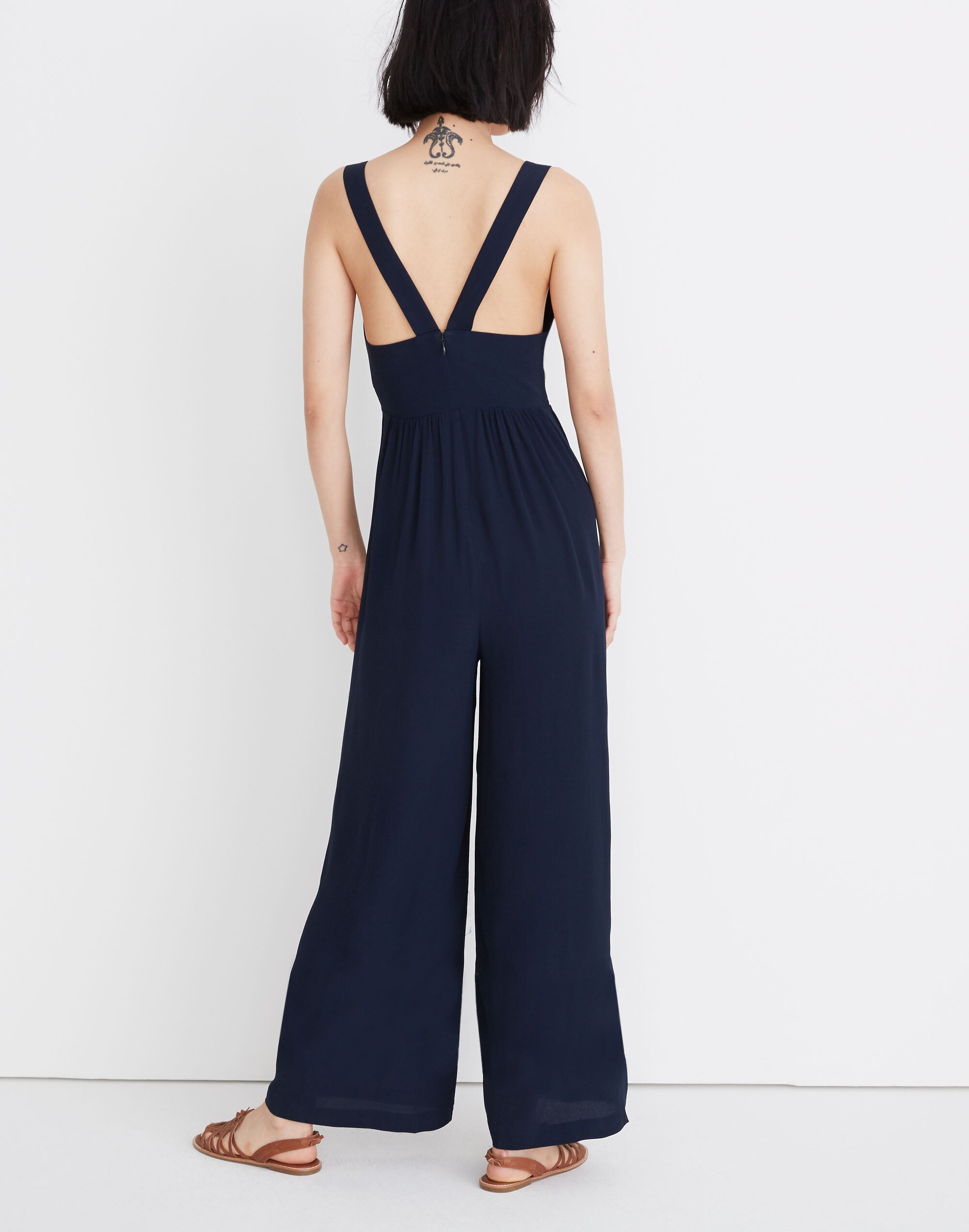 V-Back Wide-Leg Jumpsuit