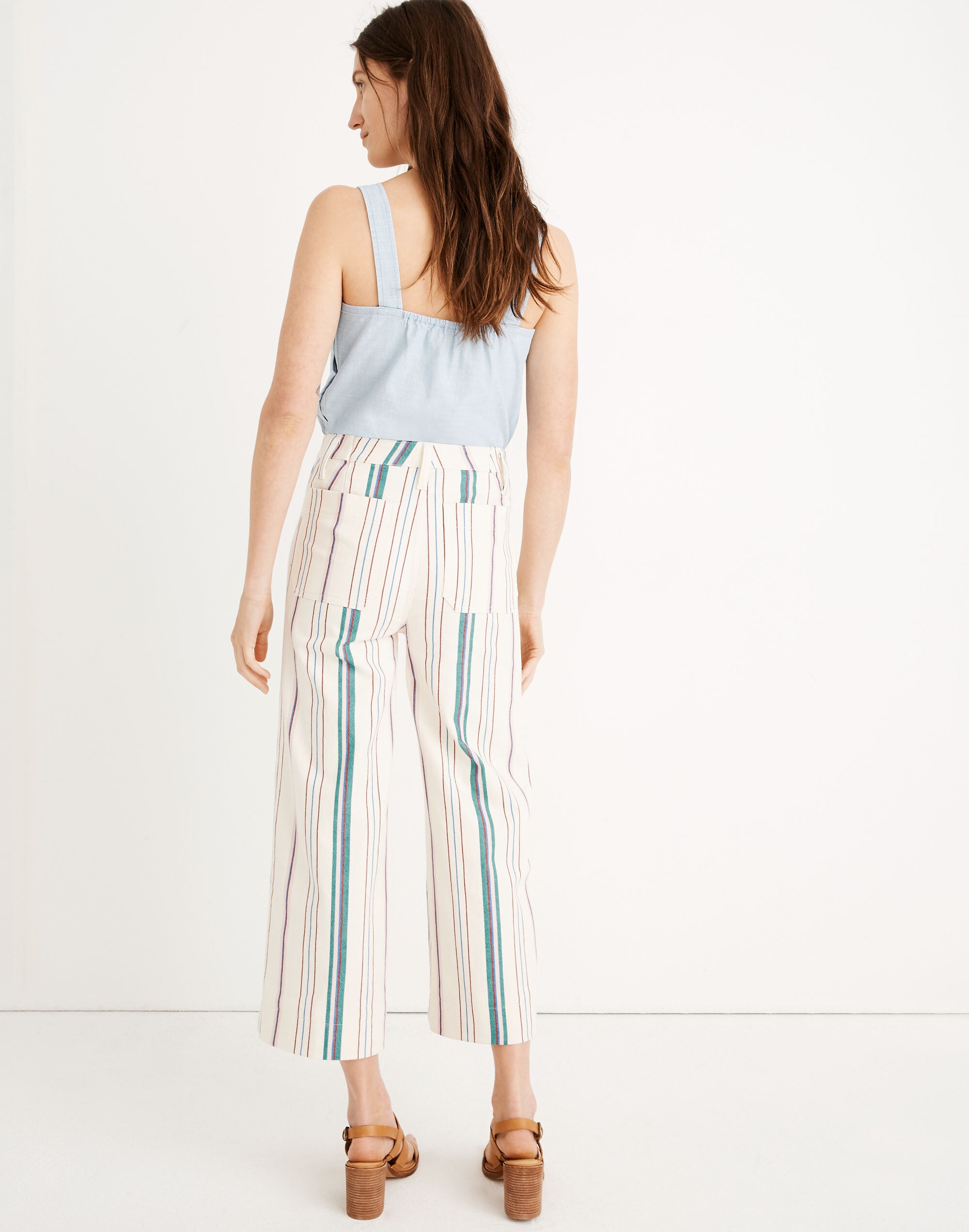 Tall Emmett Wide-Leg Crop Pants in Pink Stripe