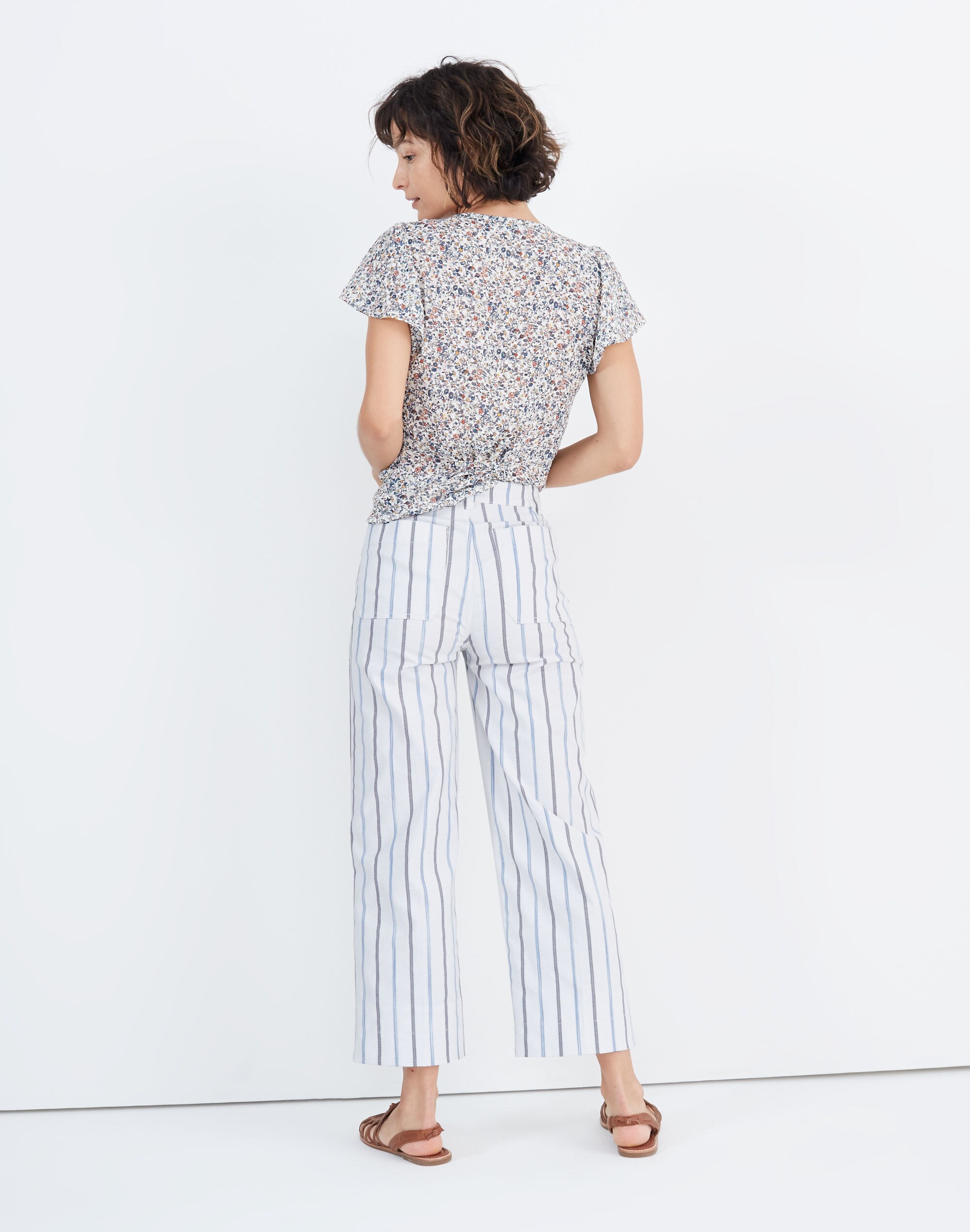 Slim Emmett Wide-Leg Crop Pants in Montpellier Stripe