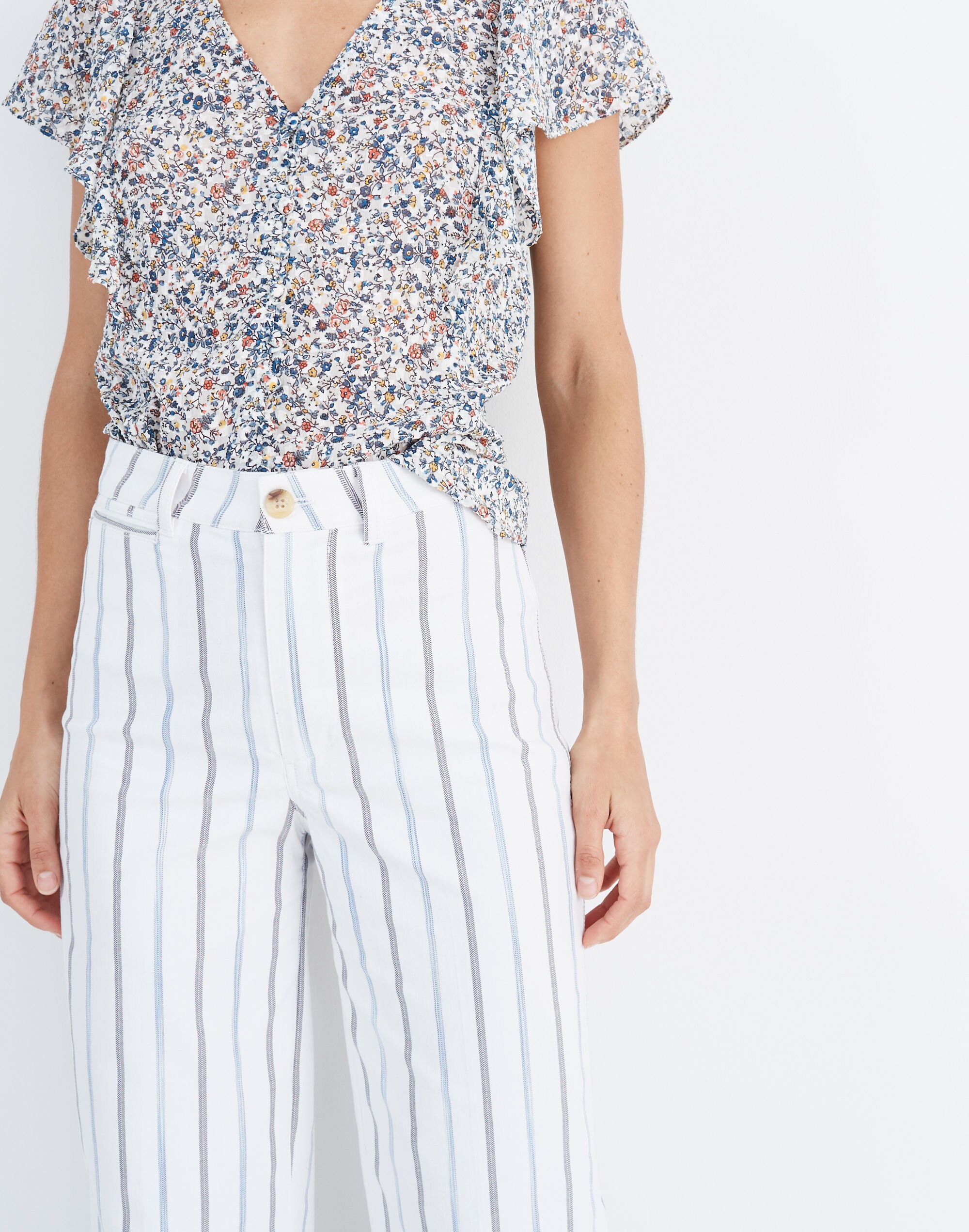 Slim Emmett Wide-Leg Crop Pants in Montpellier Stripe