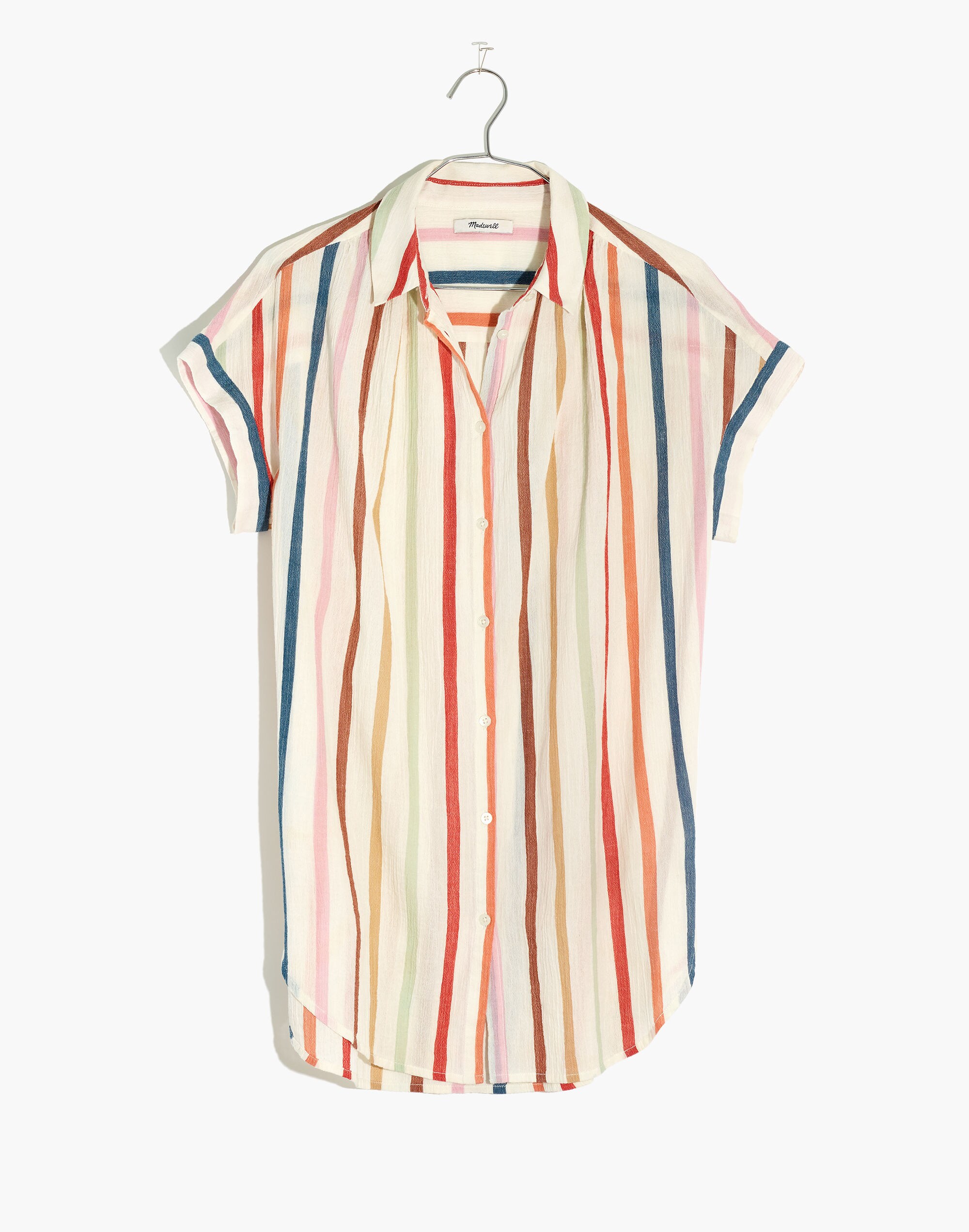 Gauze Central Tunic Shirt in Rainbow Stripe