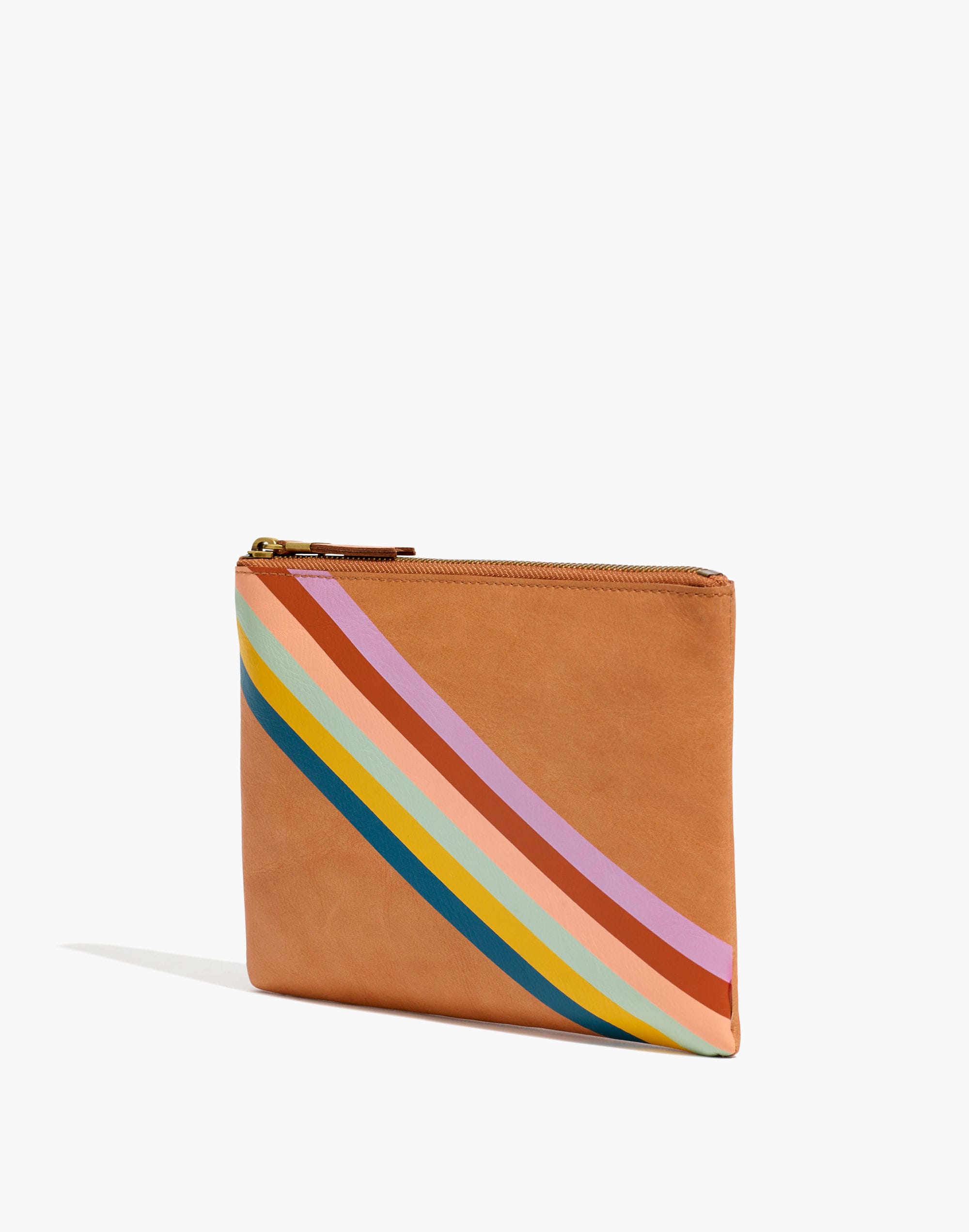The Leather Pouch Clutch: Rainbow Striped Edition