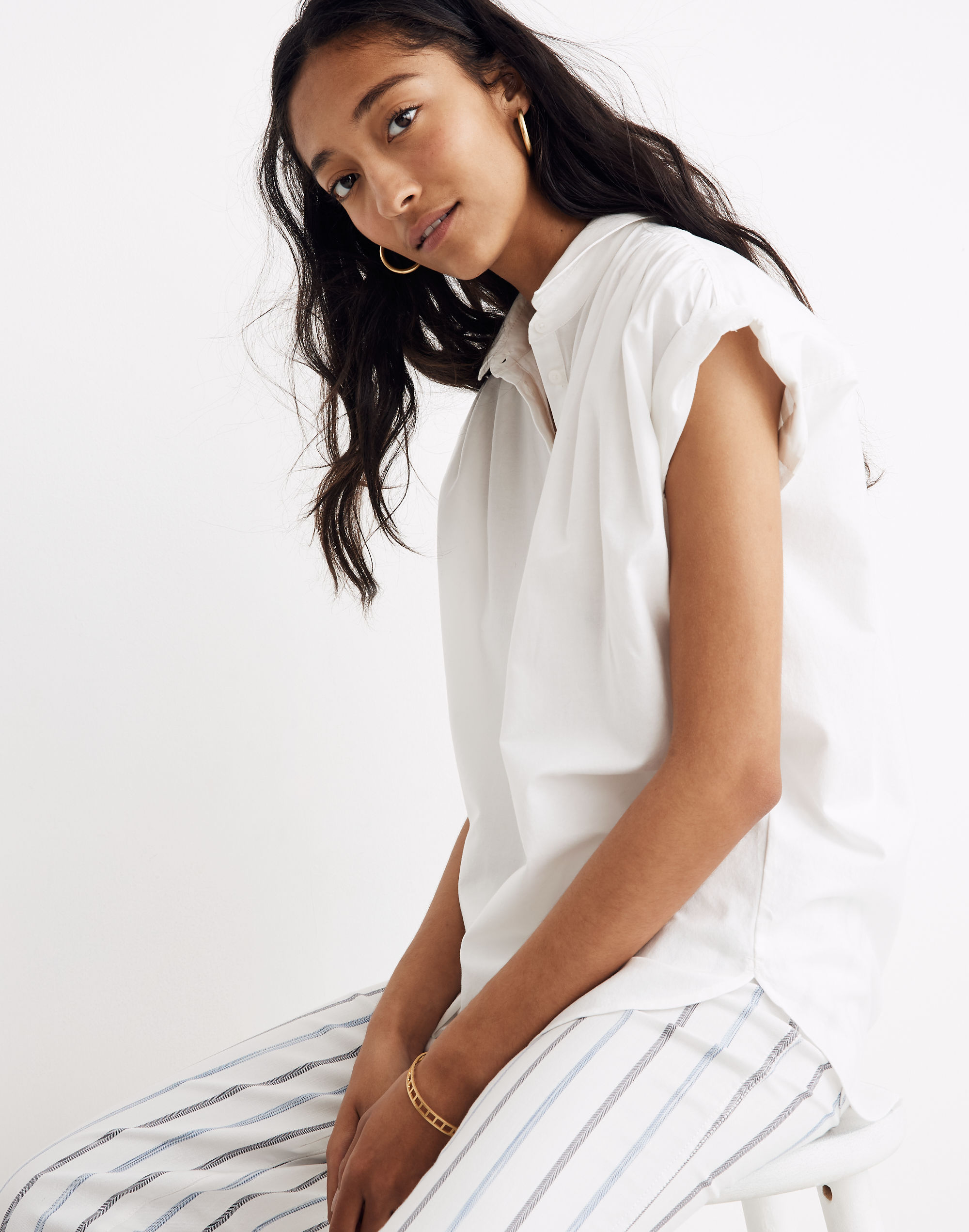 Central Popover Shirt in Eyelet White