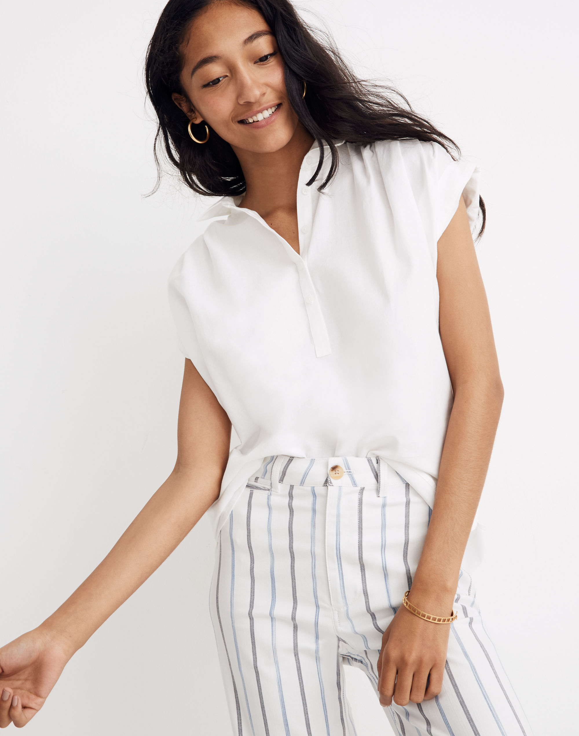 Central Popover Shirt in Eyelet White