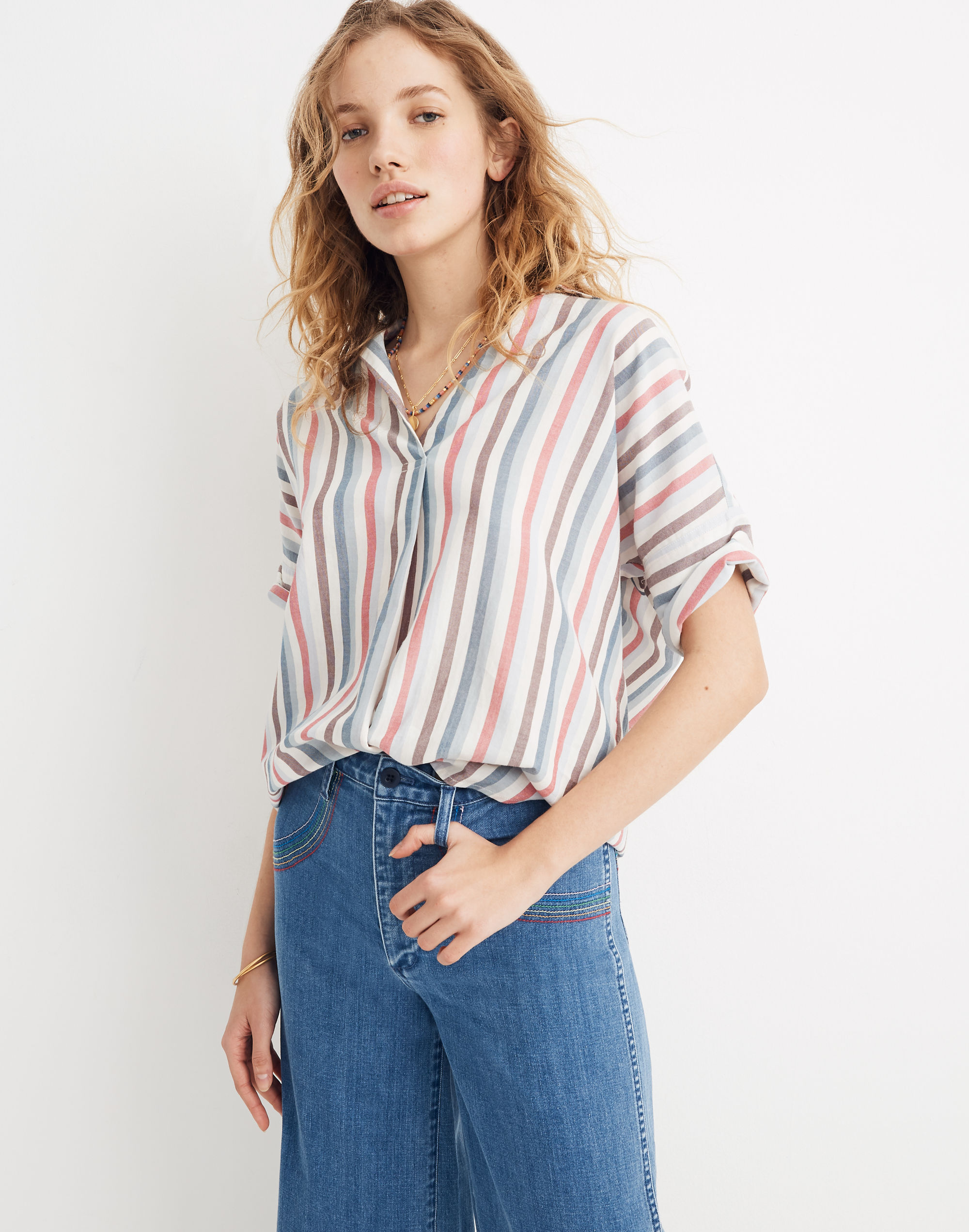 Courier Button-Back Shirt in Pocatello Stripe
