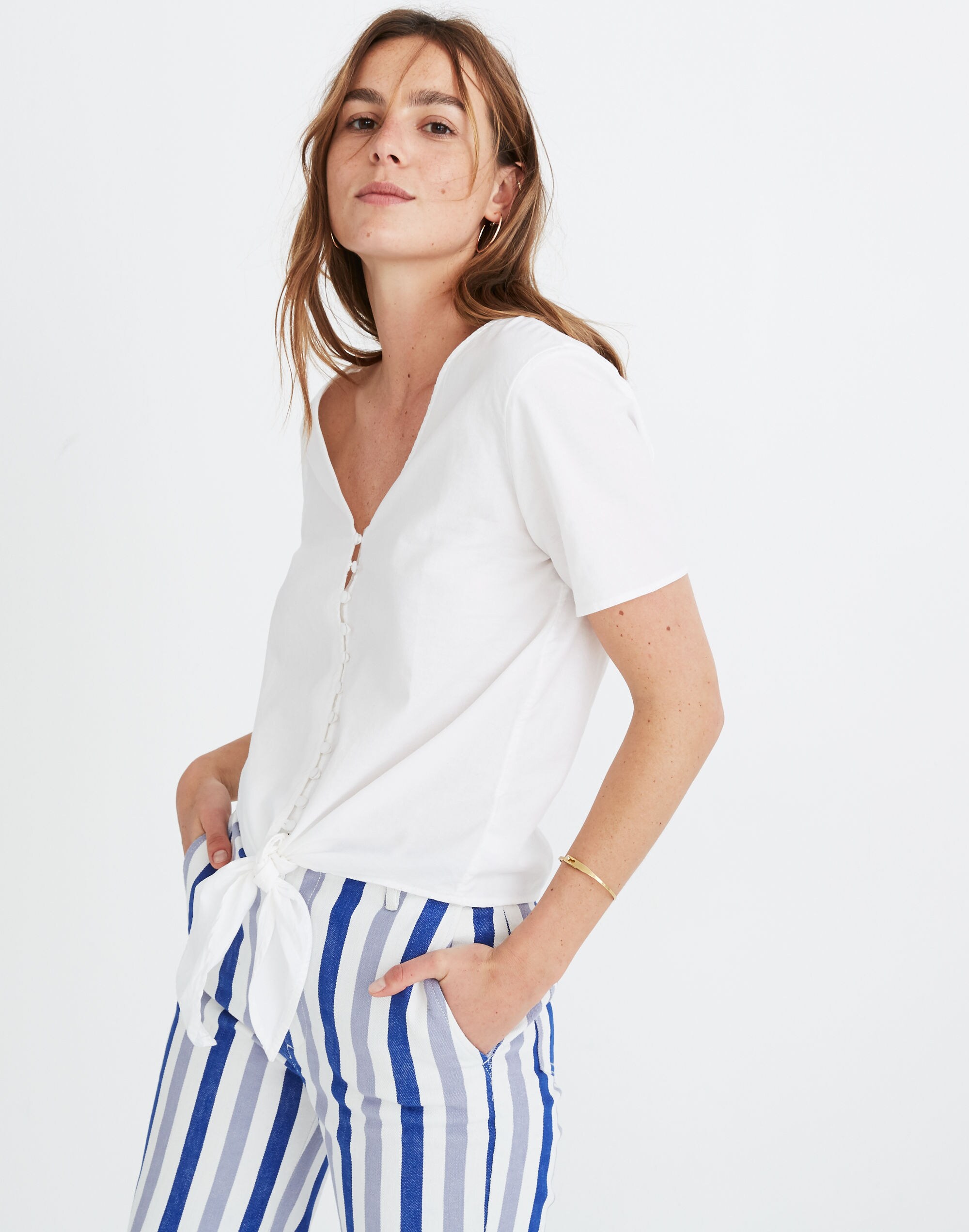Agency Tie-Front Button Top