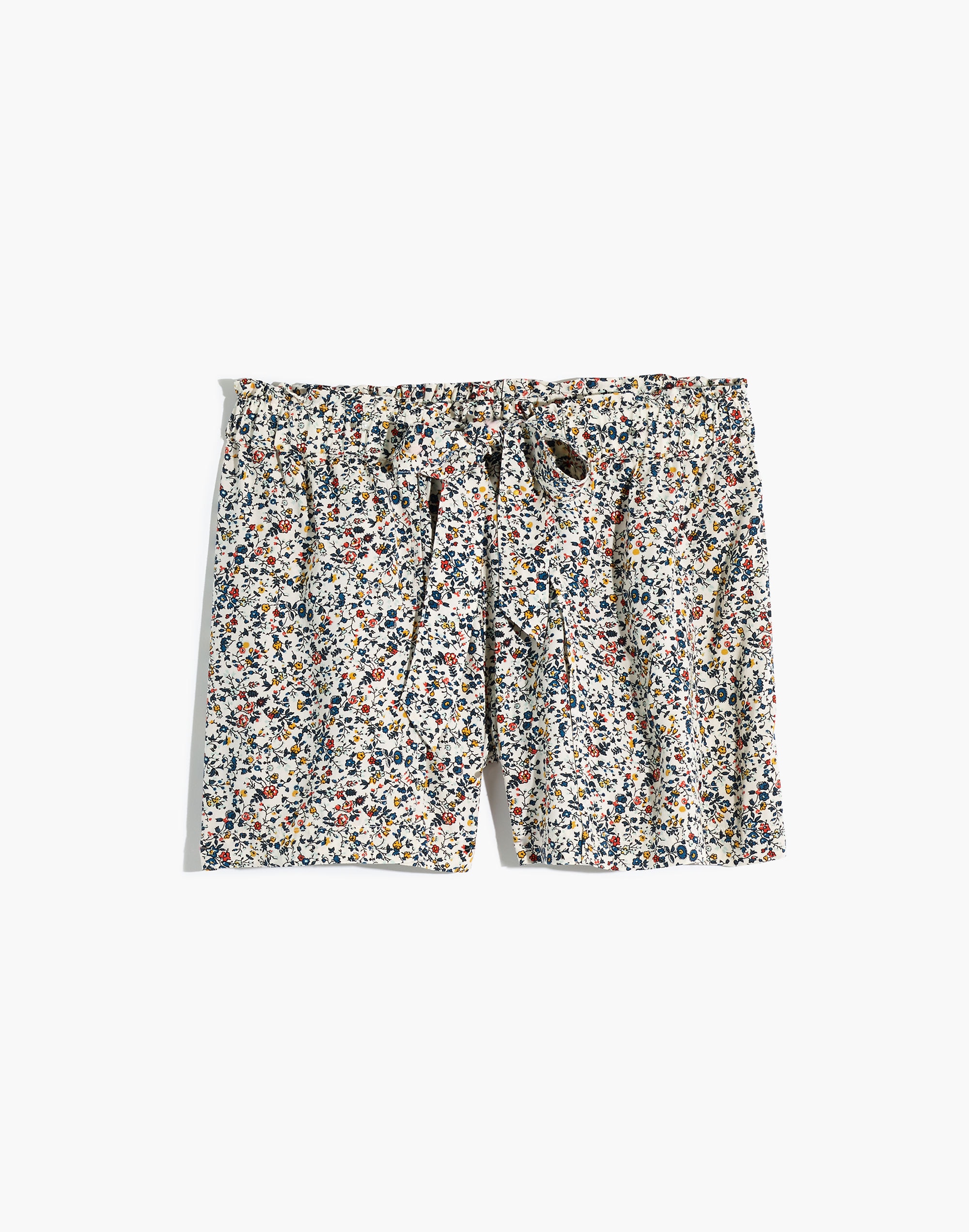 Drawstring Drapey Pull-On Shorts in Blossoming Vines