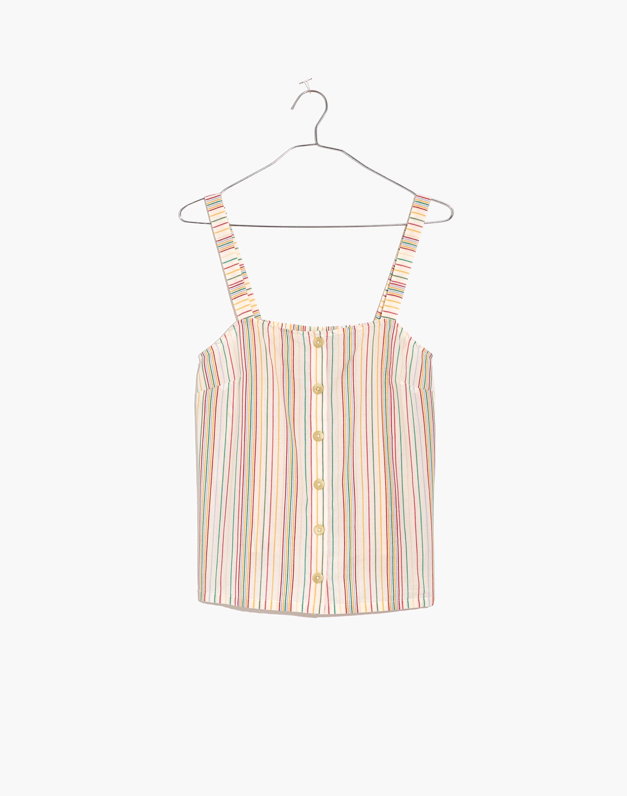 Button-Front Cami Tank in Textural Rainbow Stripe