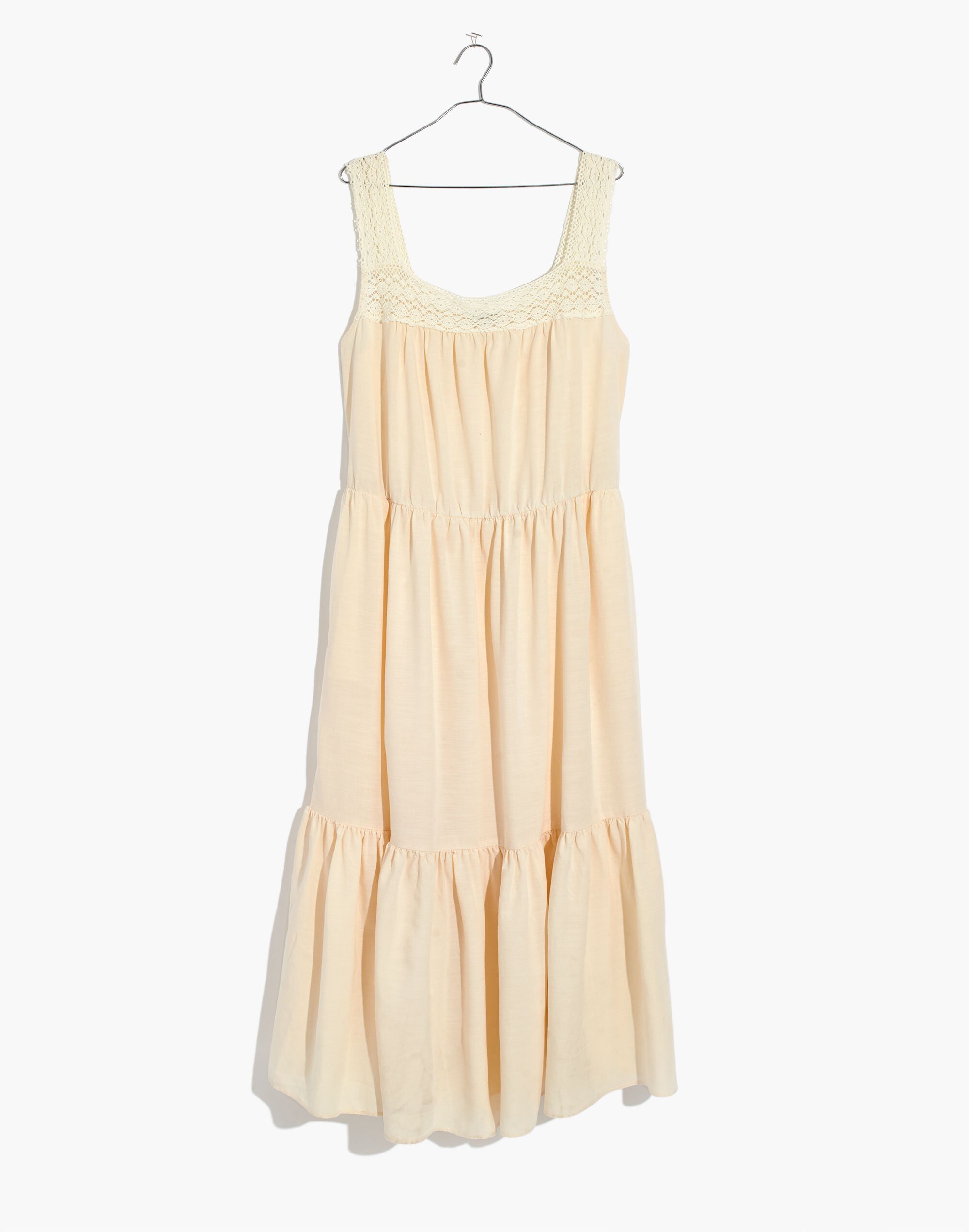 Crochet-Strap Tiered Midi Dress