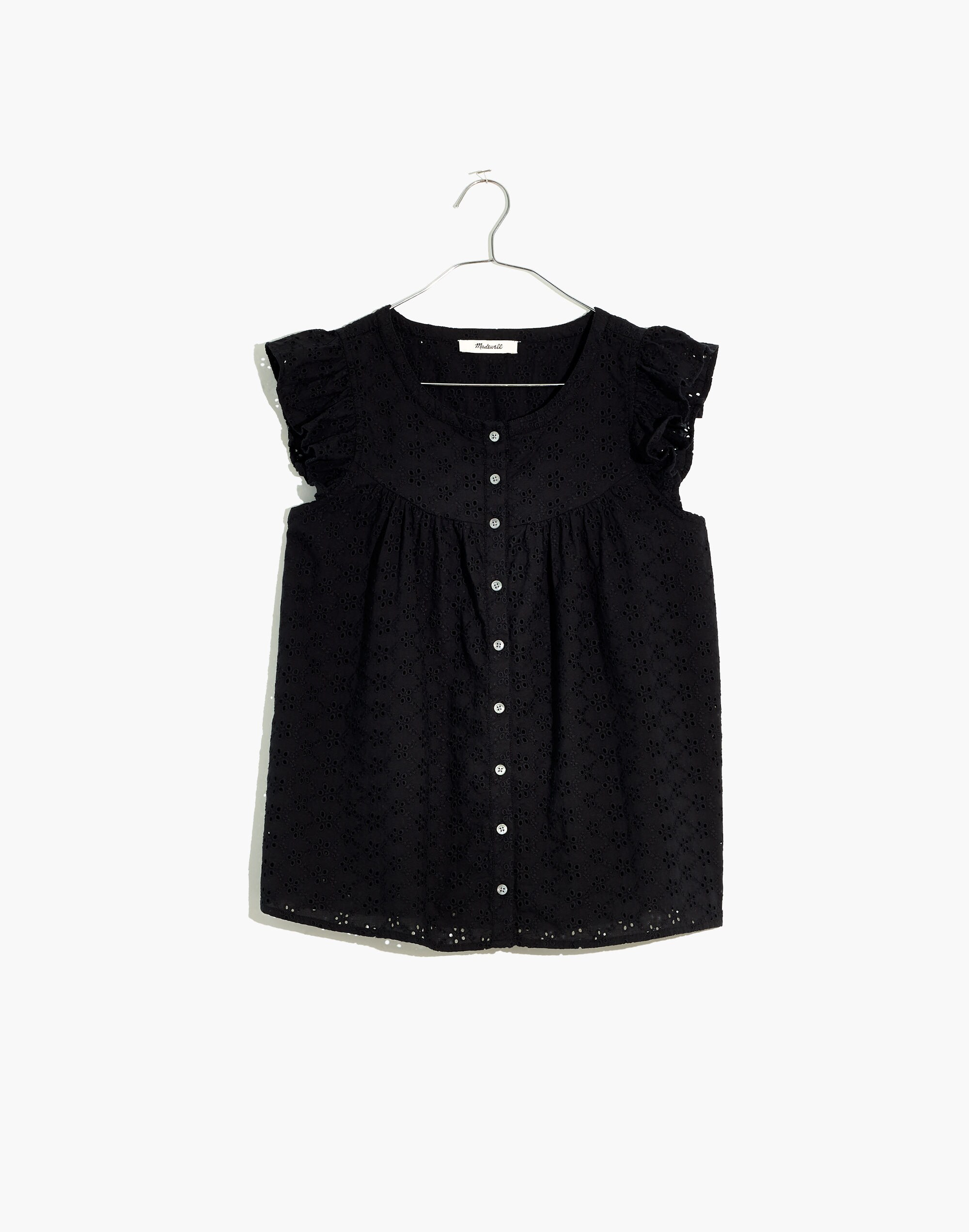 Ruffle-Sleeve Bib Top