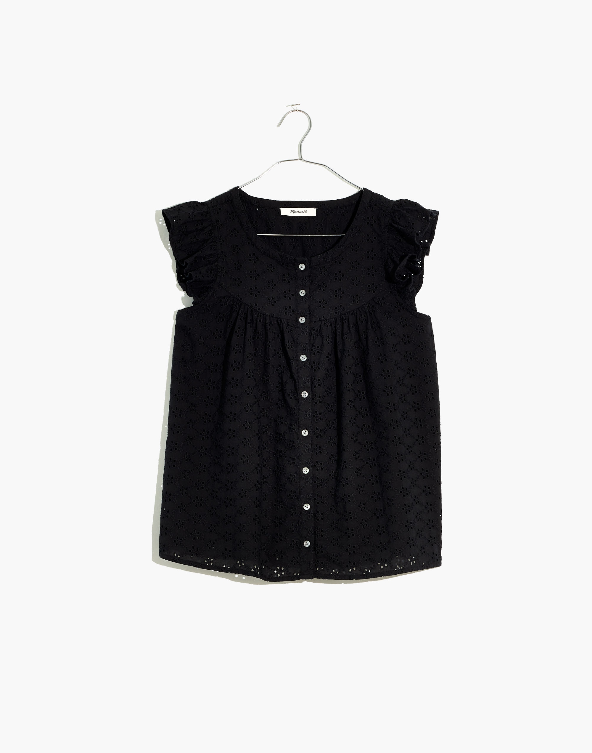 petite ruffle-sleeve bib top