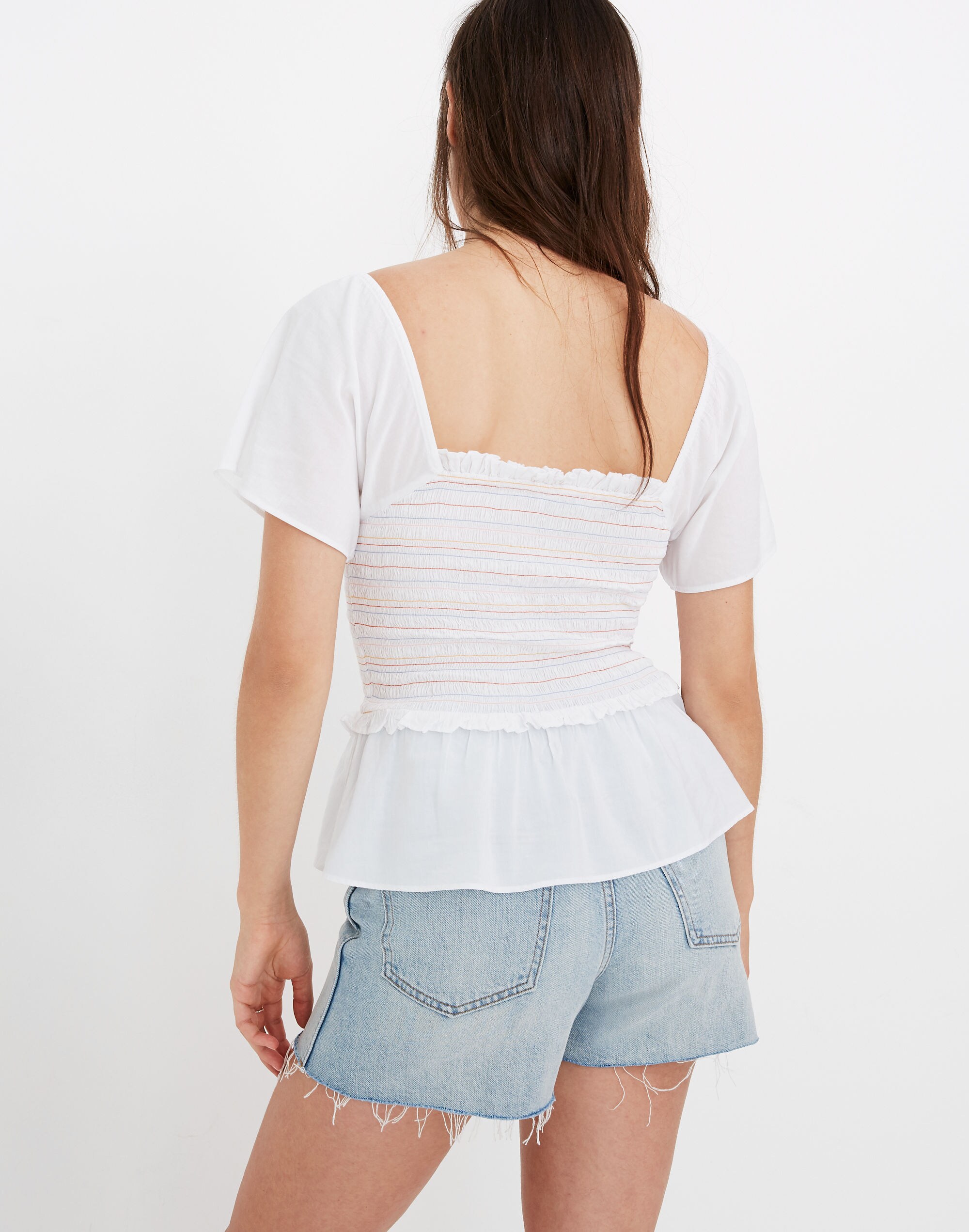 Smocked Flutter-Sleeve Top