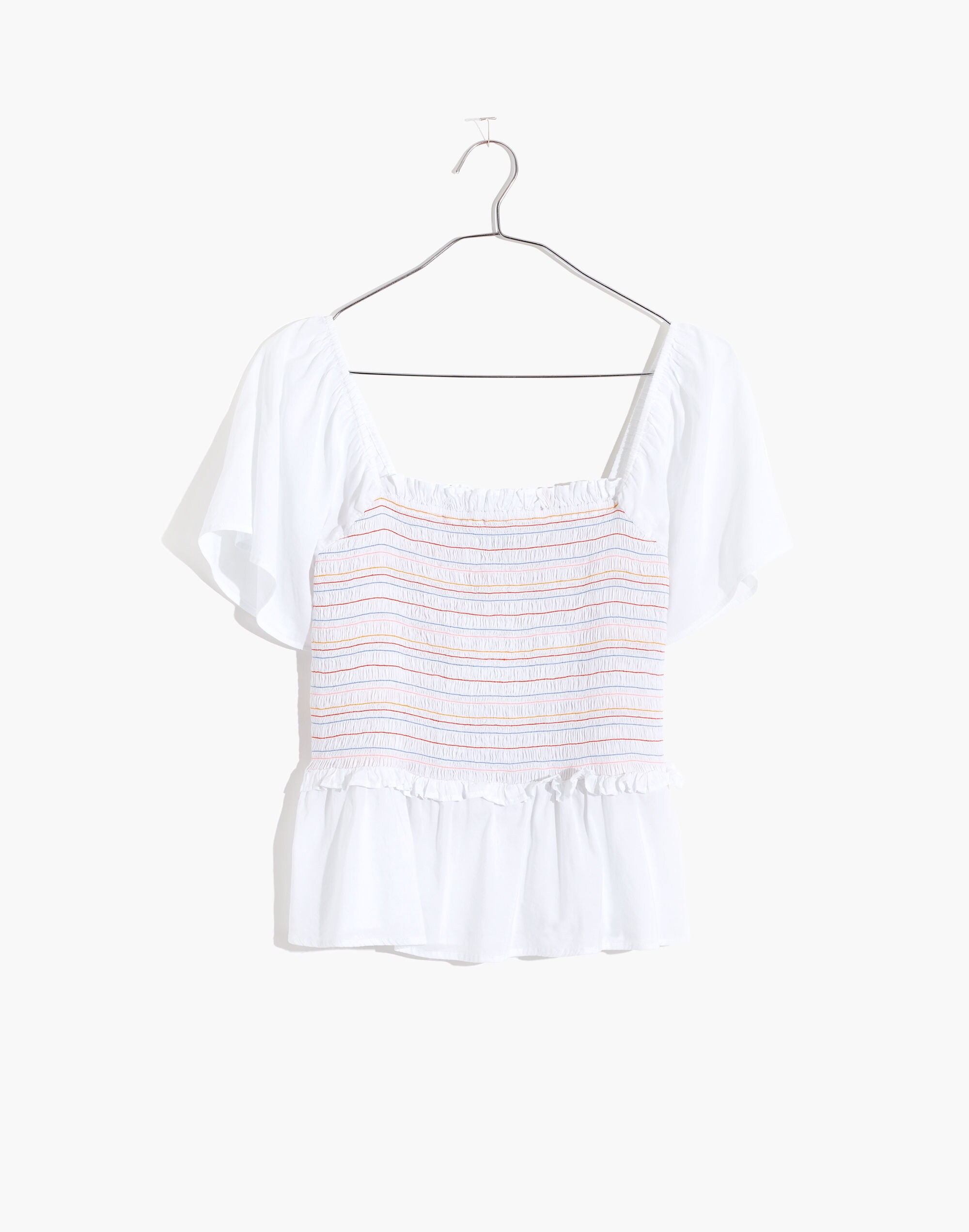 Smocked Flutter-Sleeve Top