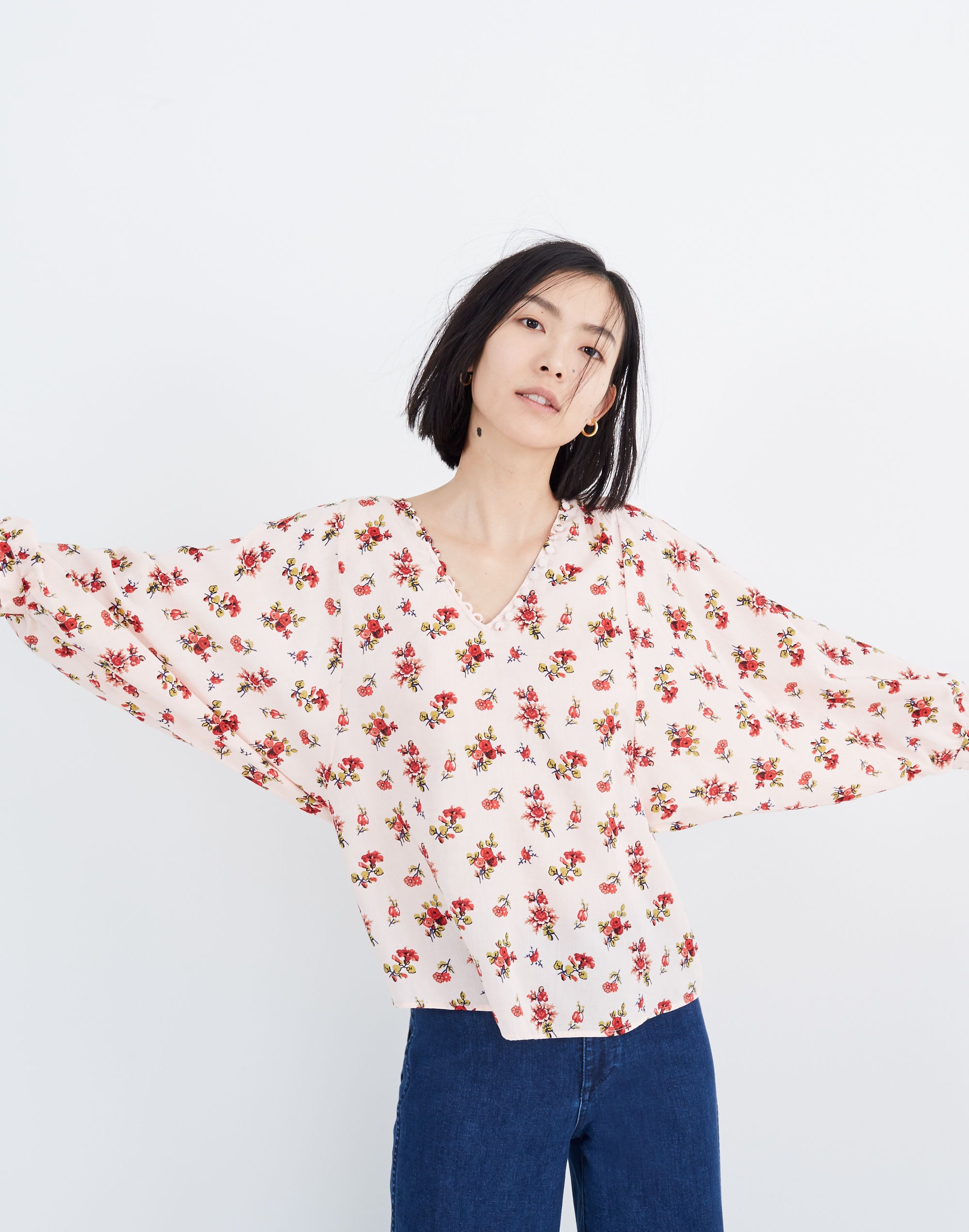 Raglan Peasant Top in Countryside Blooms