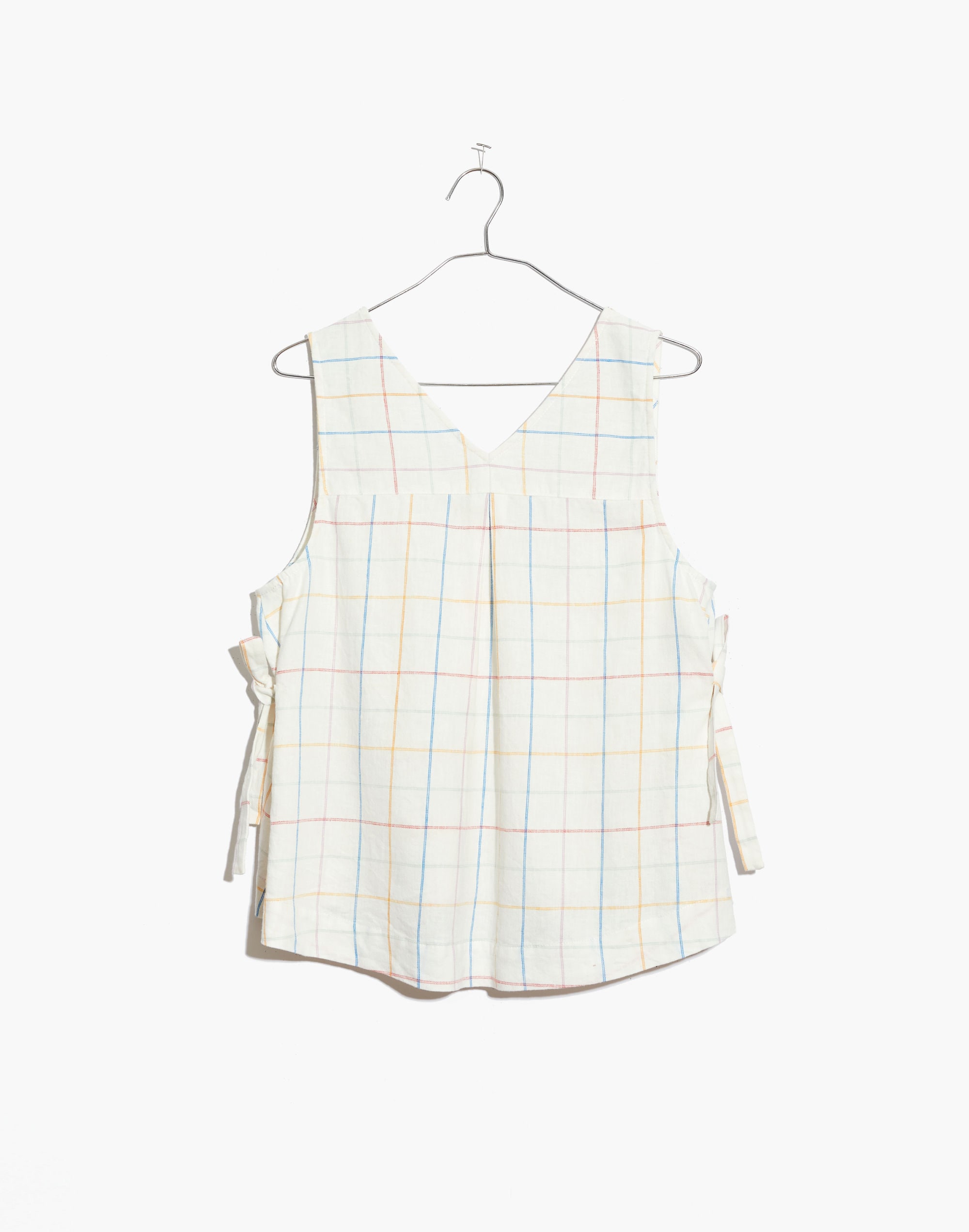 Side-Tie Tank Top in Windowpane