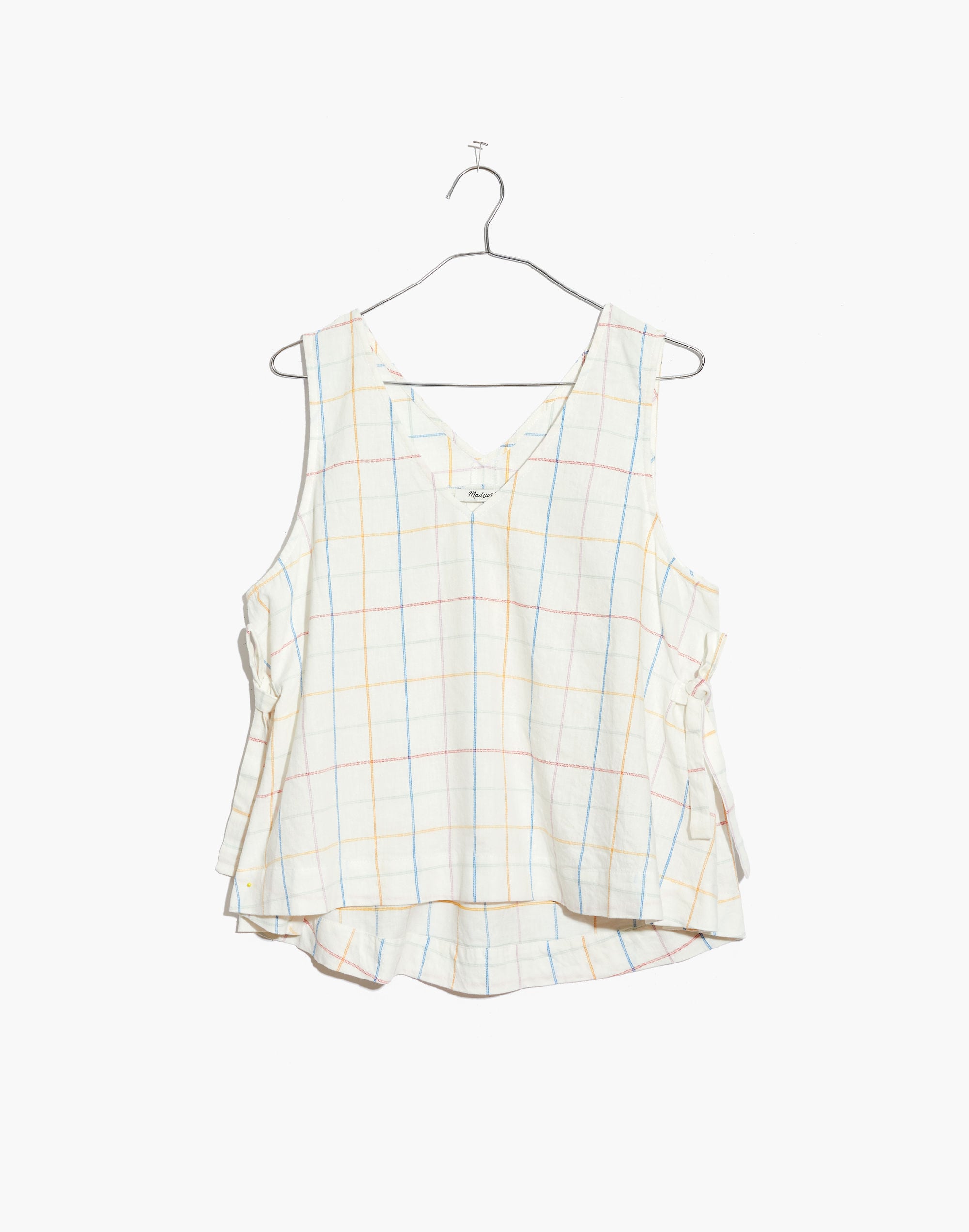 Side-Tie Tank Top in Windowpane