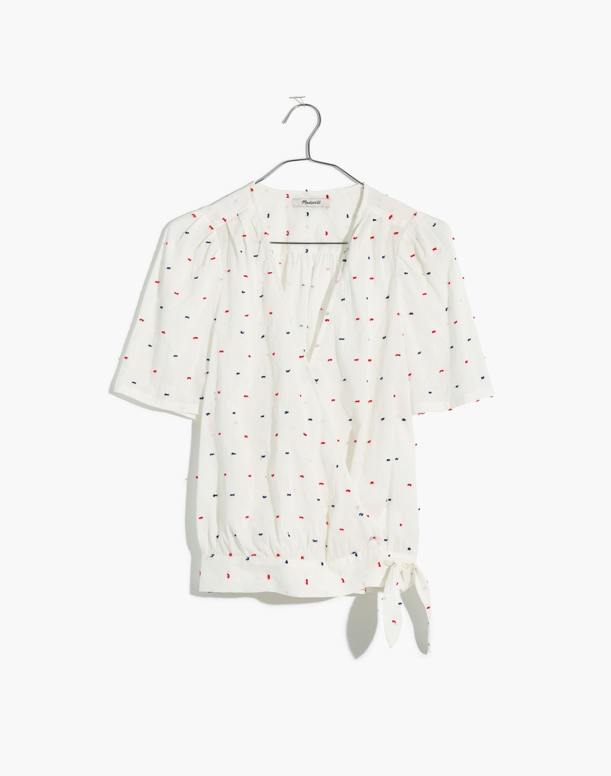 Short-Sleeve Wrap Top in Clipdot