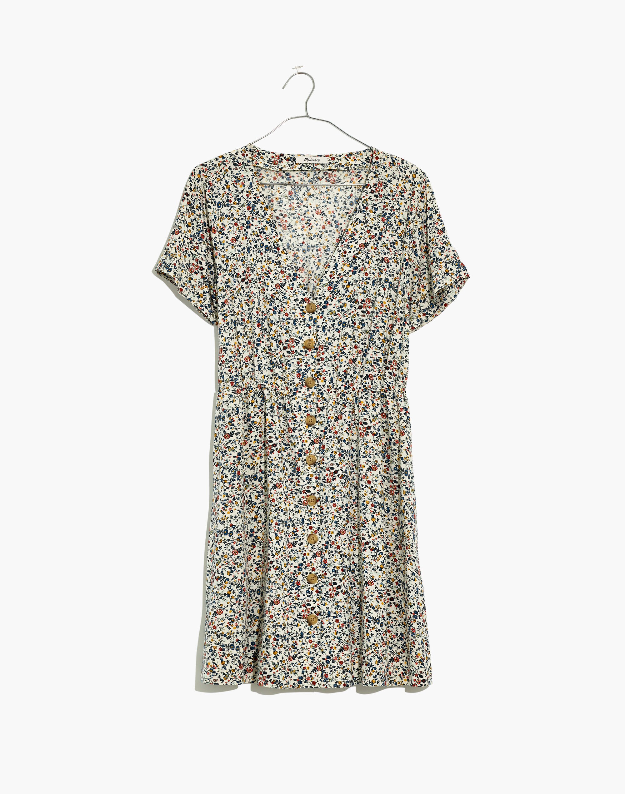 Button-Front Day Dress in Blossoming Vines