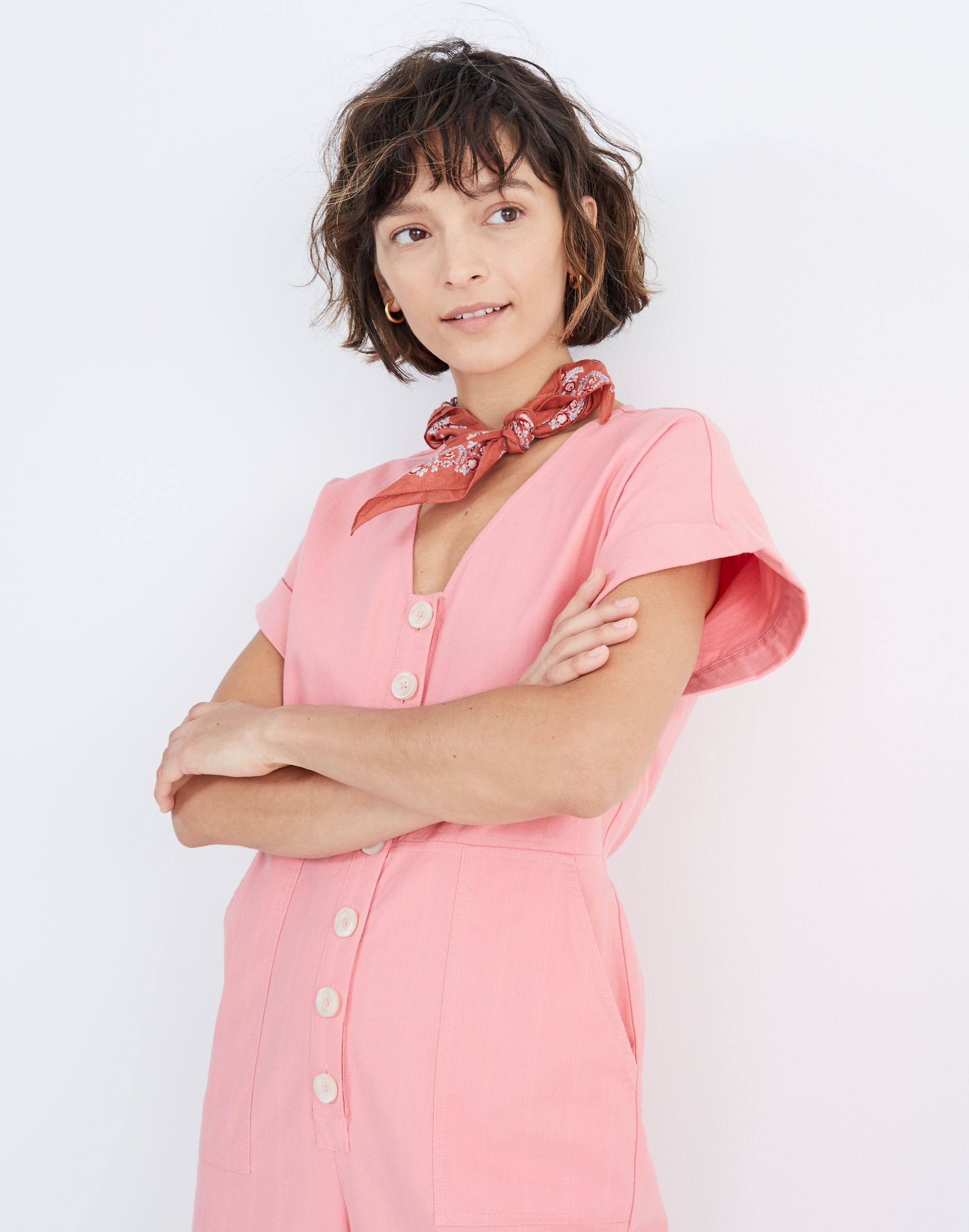 Button-Front Day Jumpsuit