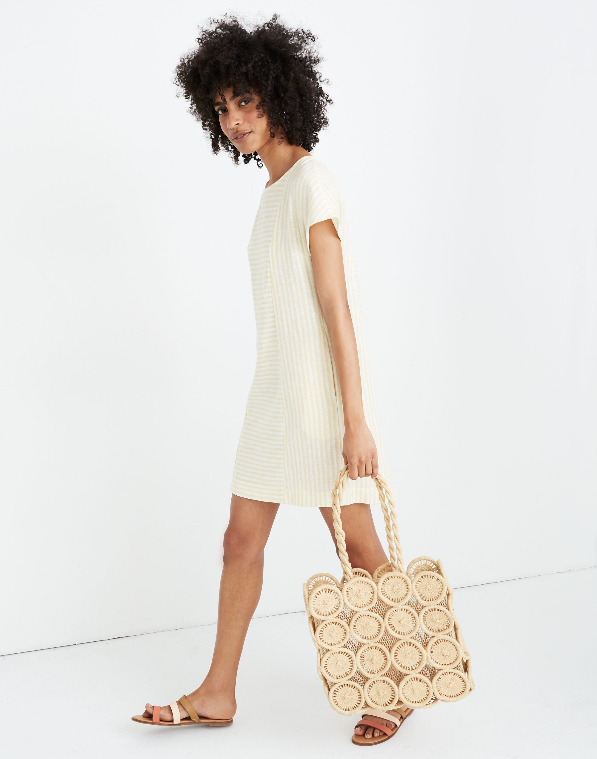 Stripe-Play Button-Back Dress