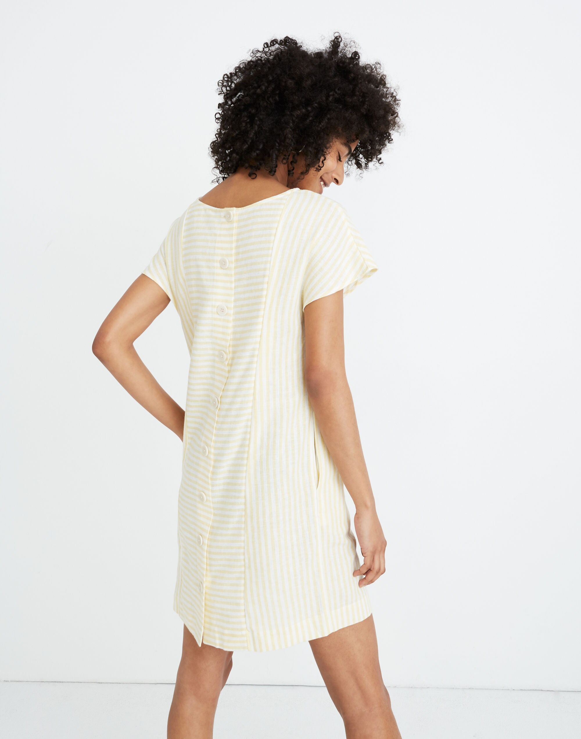 Stripe-Play Button-Back Dress