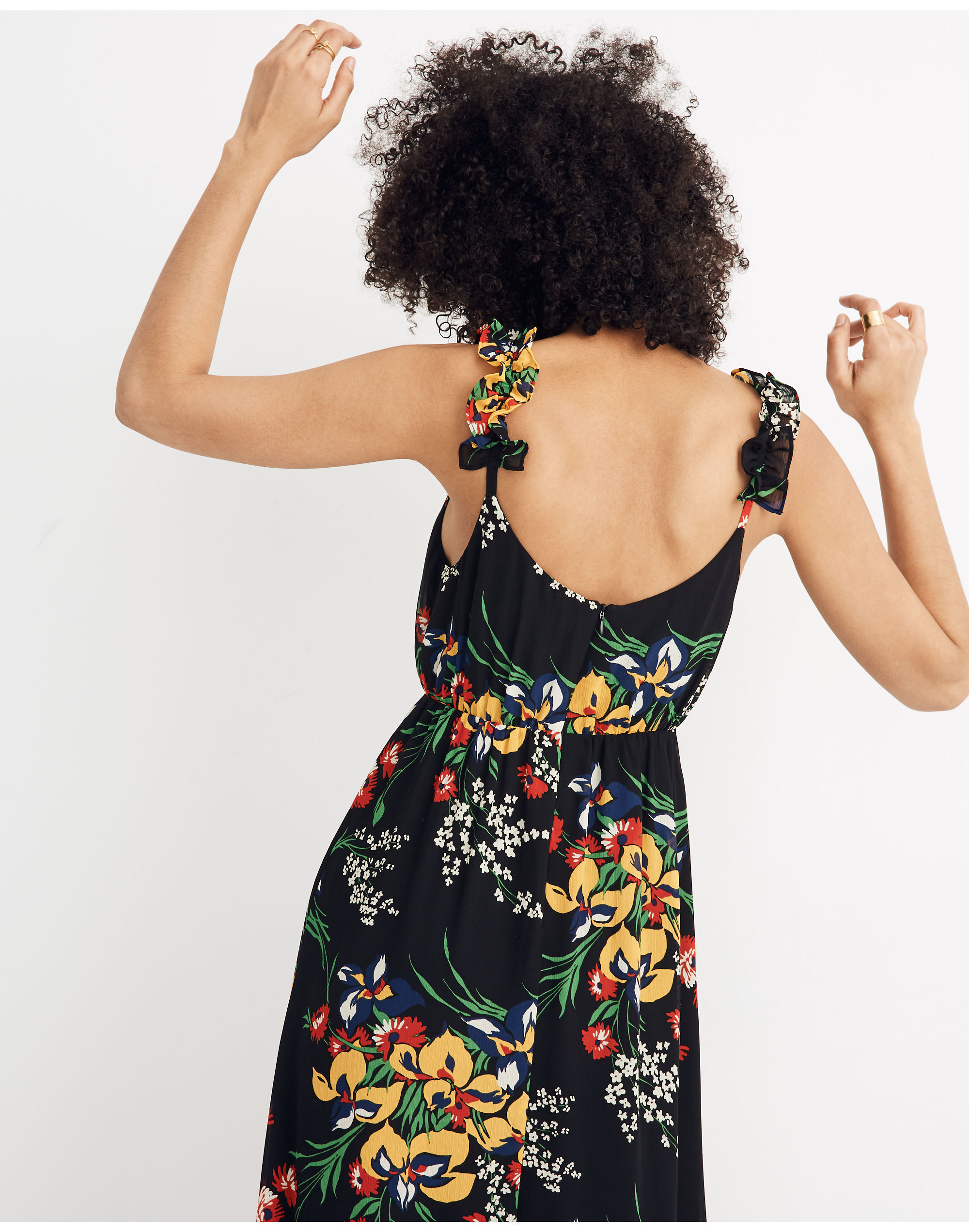 Ruffle-Strap Wrap Dress in Orchid Bouquet