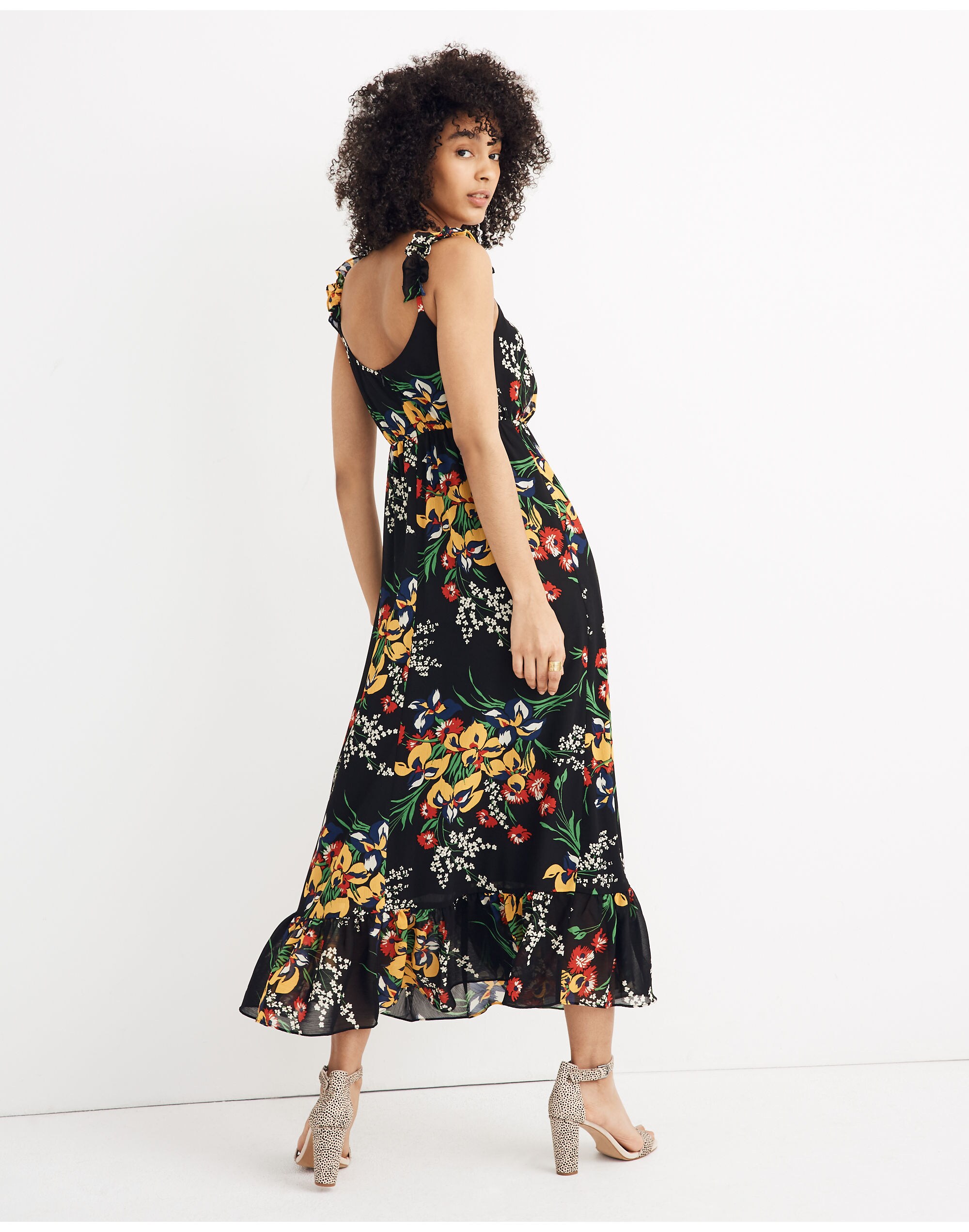 Ruffle-Strap Wrap Dress in Orchid Bouquet