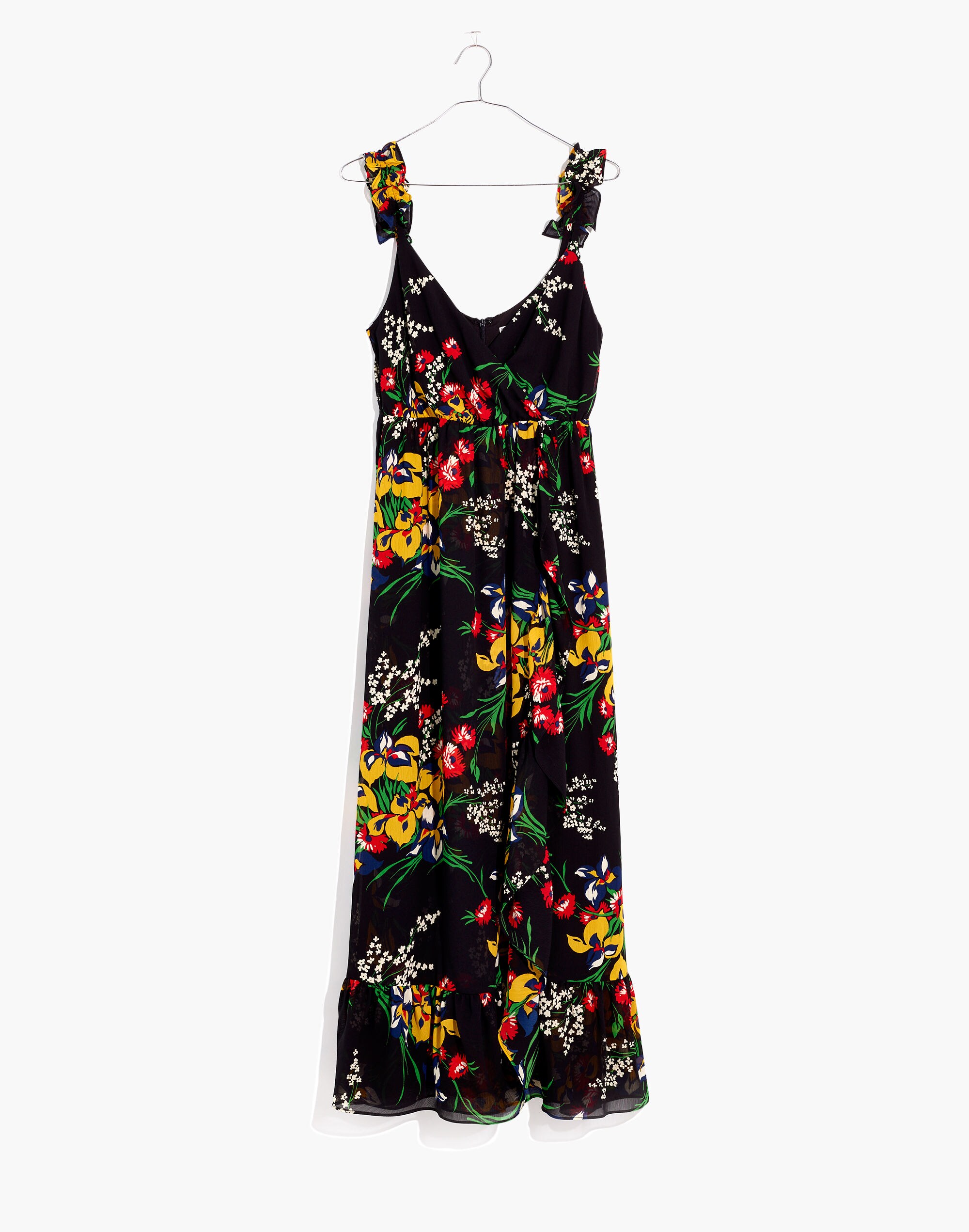 Ruffle-Strap Wrap Dress in Orchid Bouquet