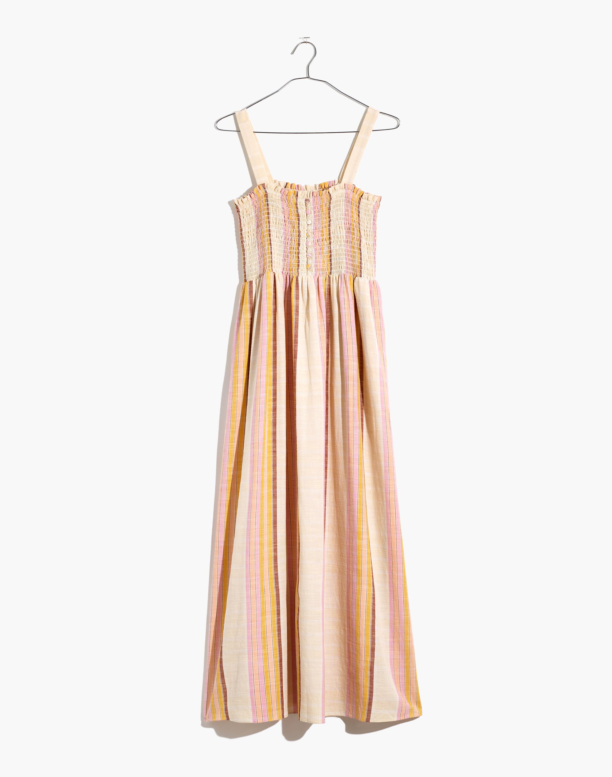 Smocked Tank Maxi Dress in Rainbow Stripe