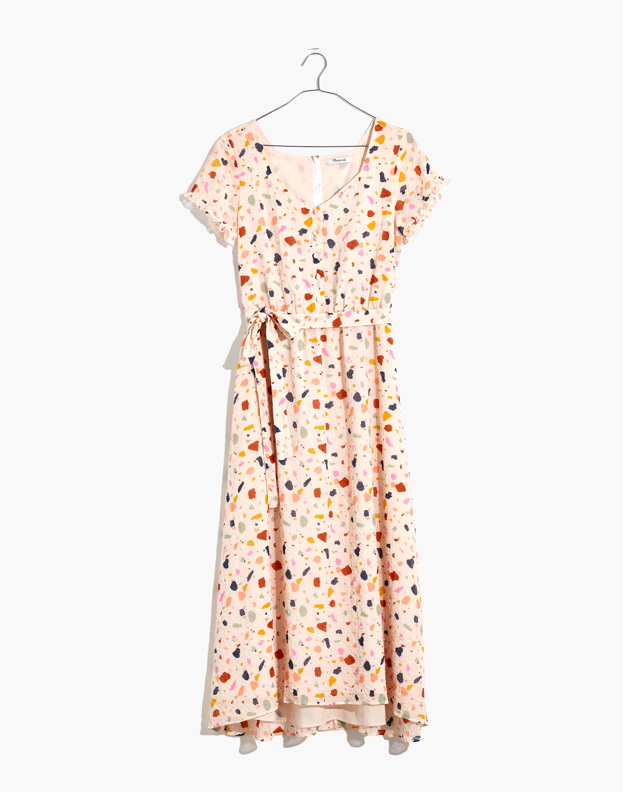 Tie-Waist Midi Dress in Terrazzo