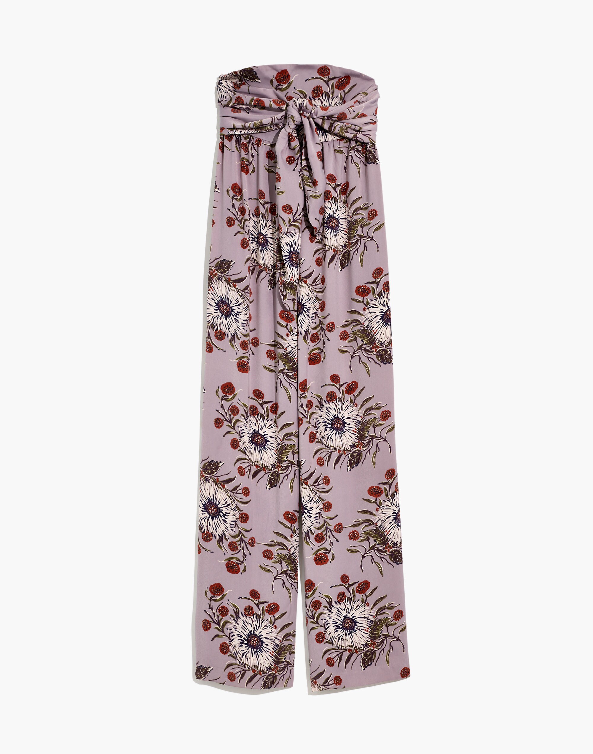 Strapless Tie-Front Jumpsuit in Painted Blooms