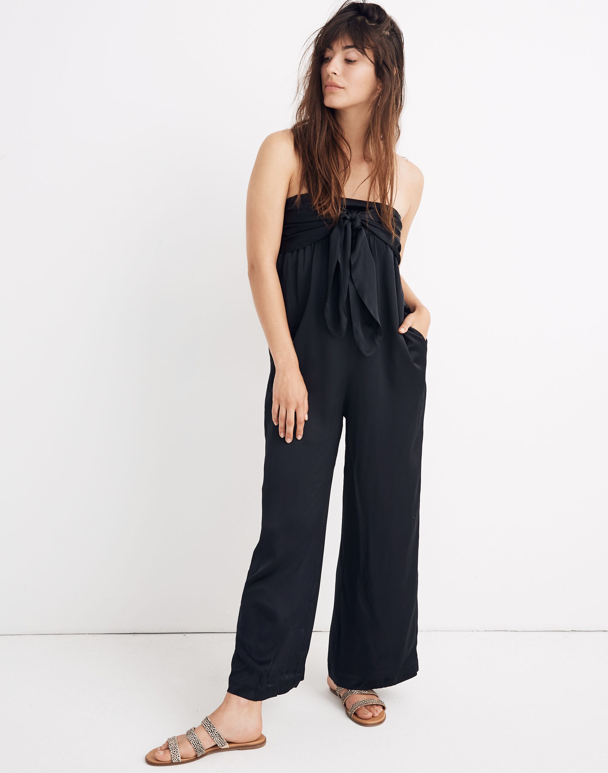 strapless tie-front jumpsuit