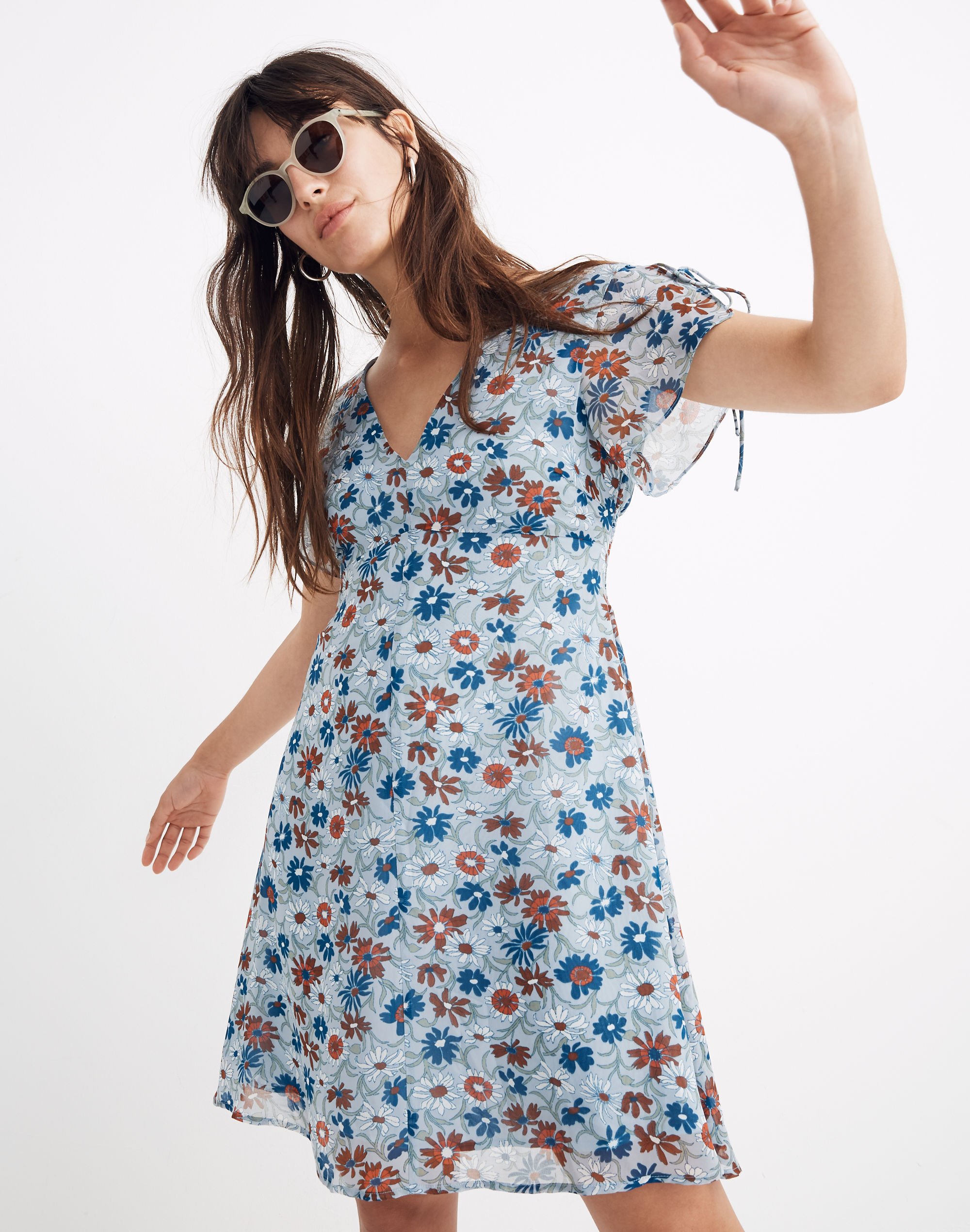 Open-Back Mini Dress in Wildflower Garden