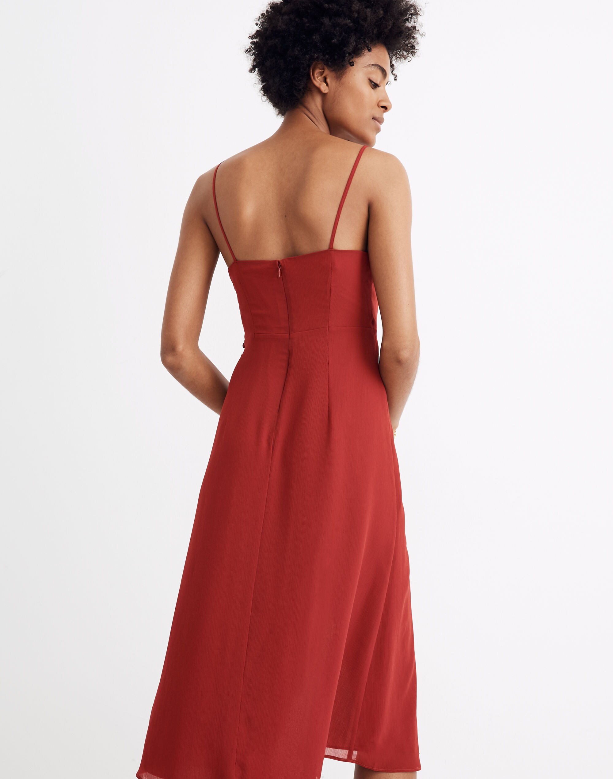 Side-Button Wrap Cami Dress