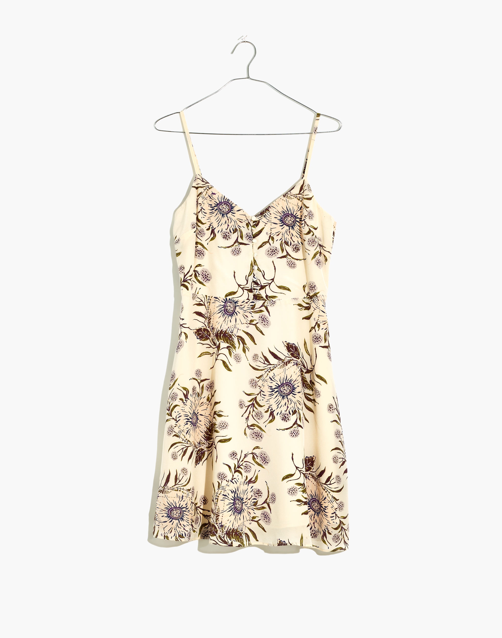 Silk Button-Front Cami Dress