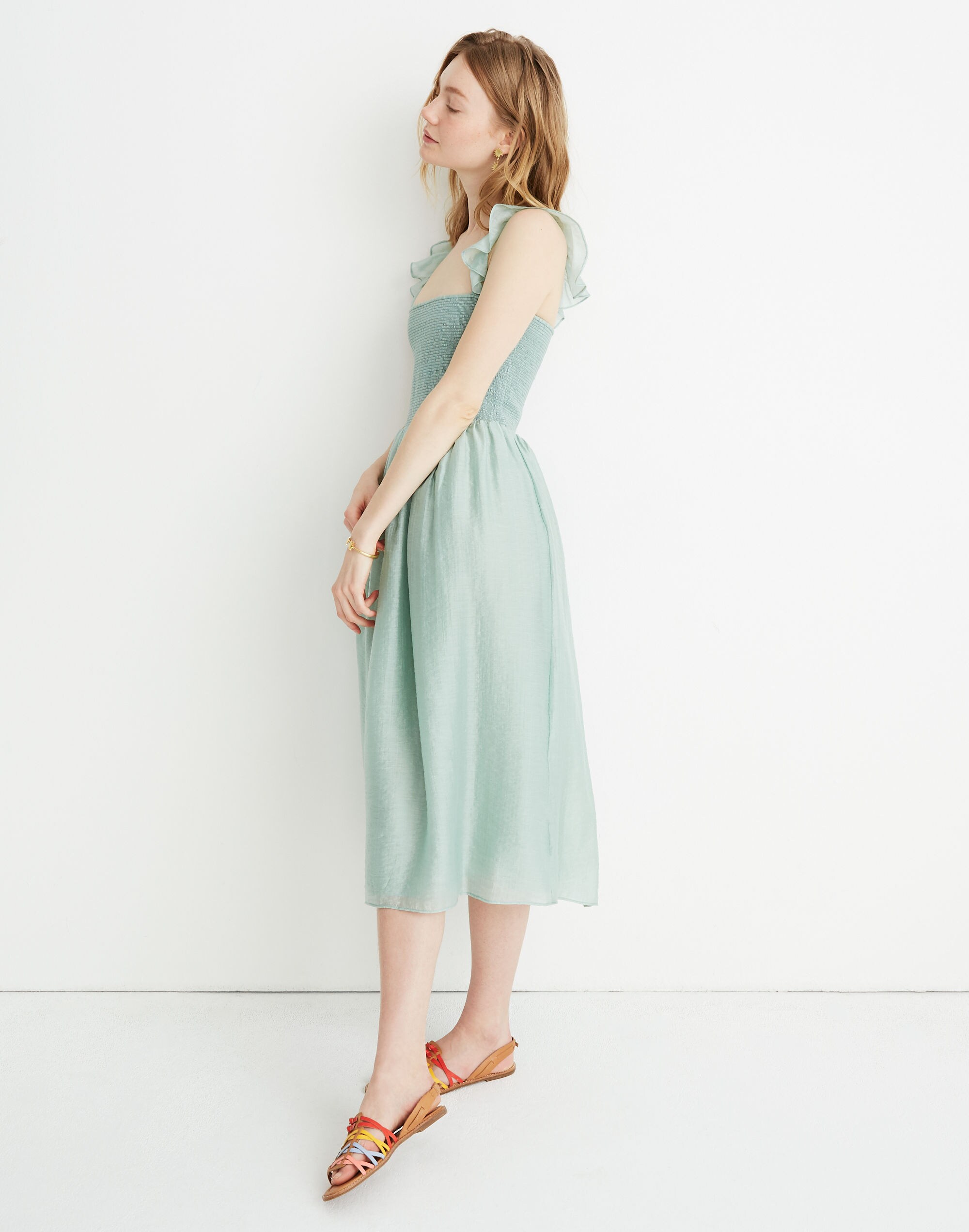 Ruffle-Strap Smocked Dress