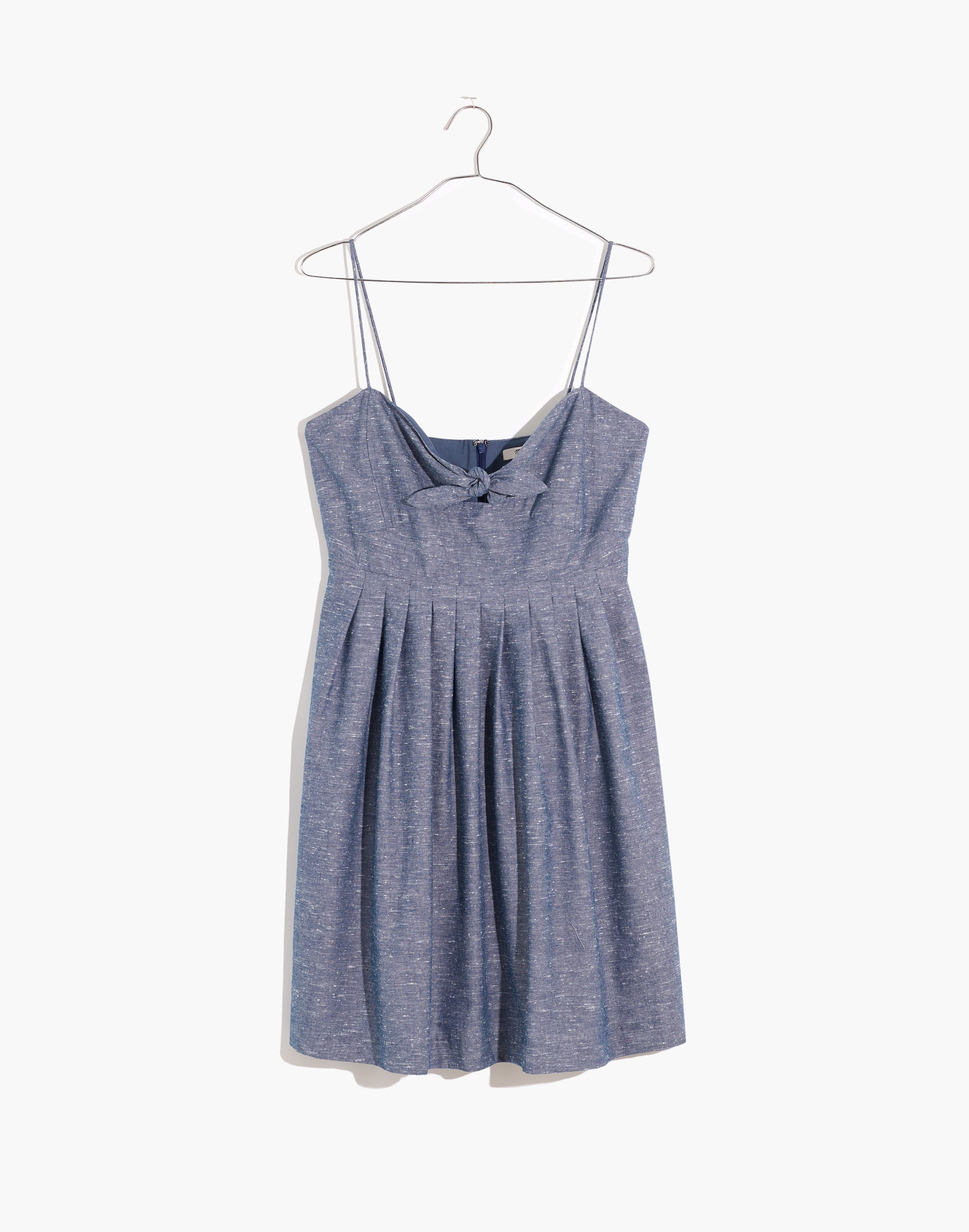 Chambray Tie-Front Cutout Cami Dress